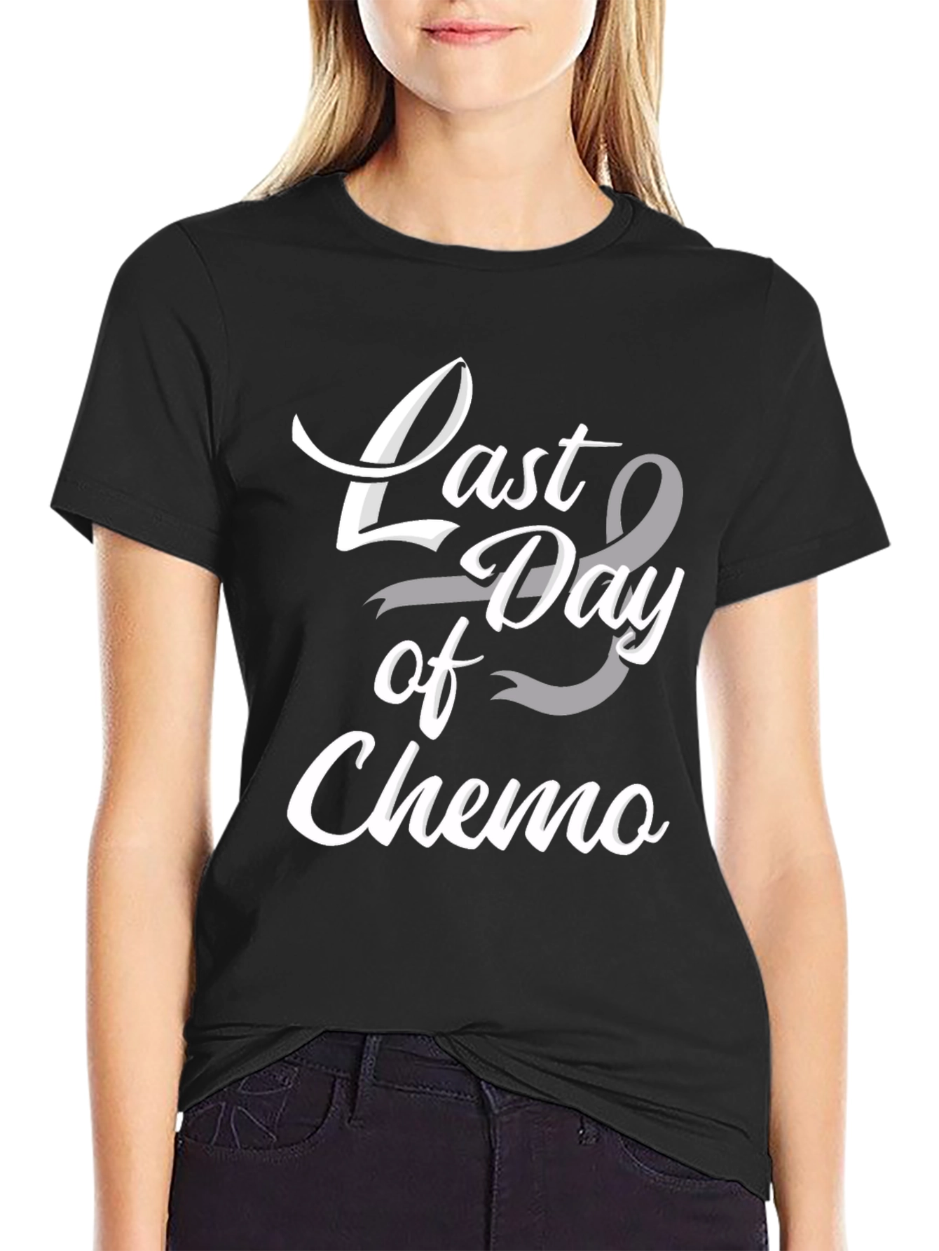 Black Last Day of Chemo Awareness T-Shirt view 2