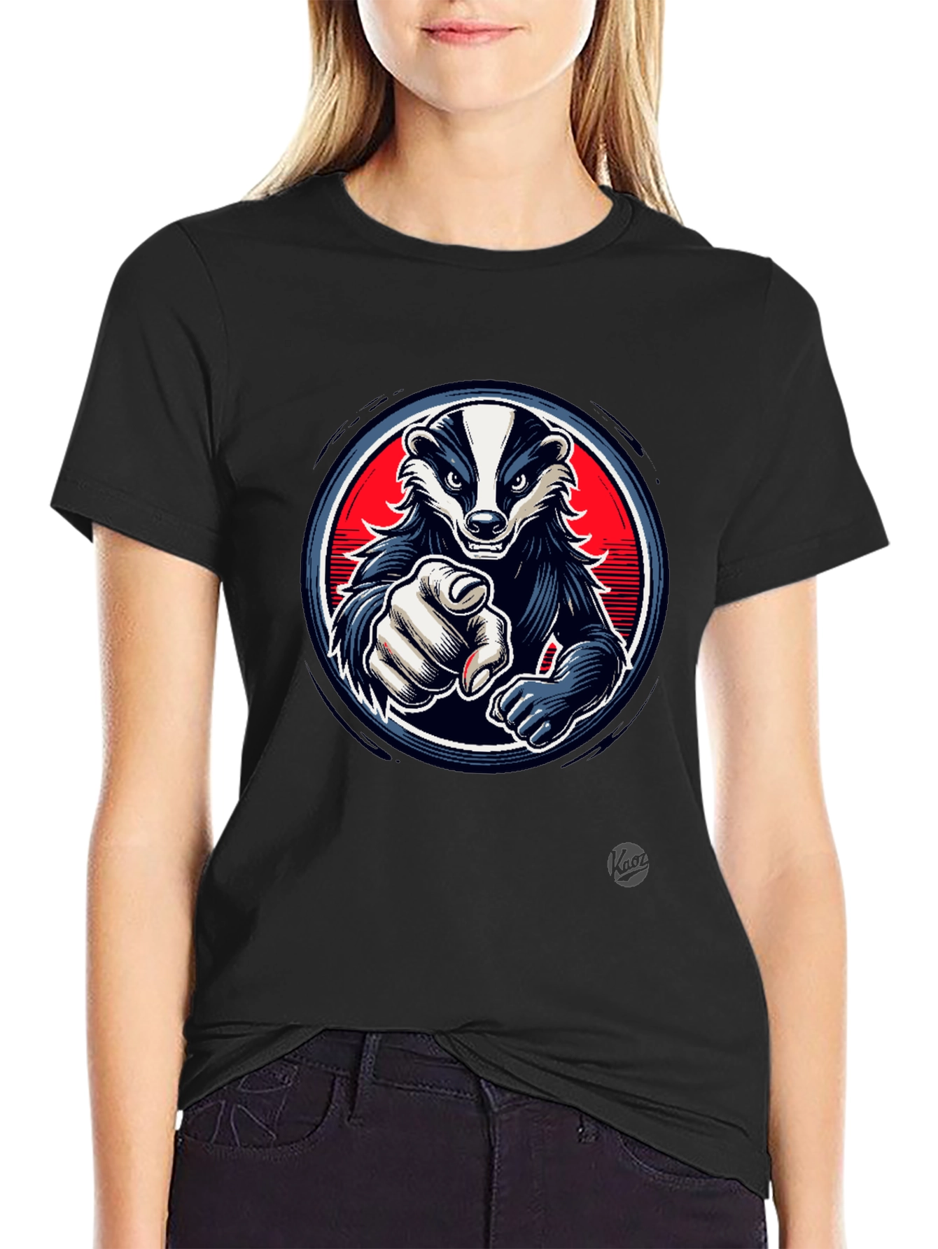 Black Cool Badger Graphic T-Shirt view 2