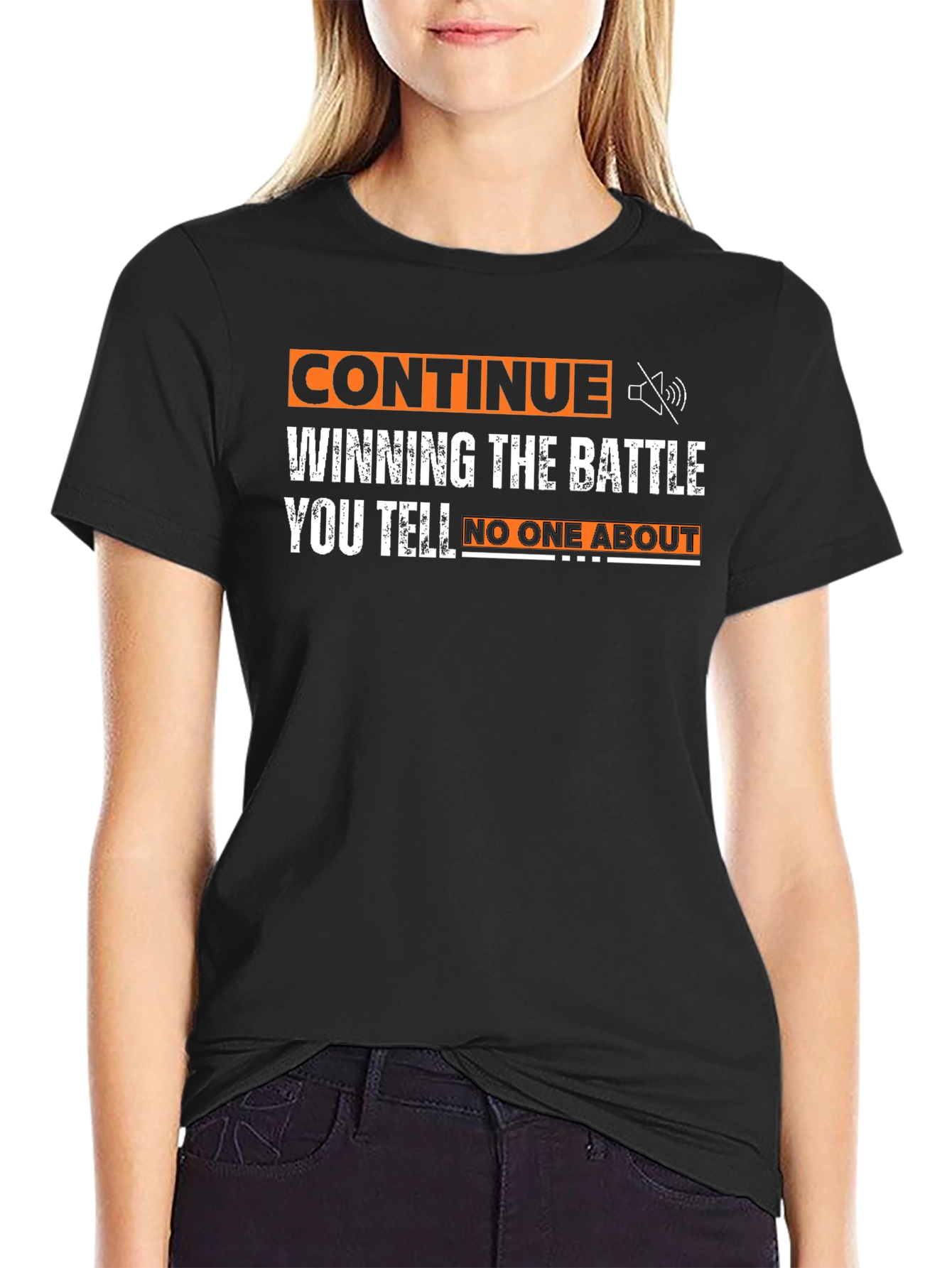 Black Continue Winning T-Shirt - Motivational Graphic Tee view 2