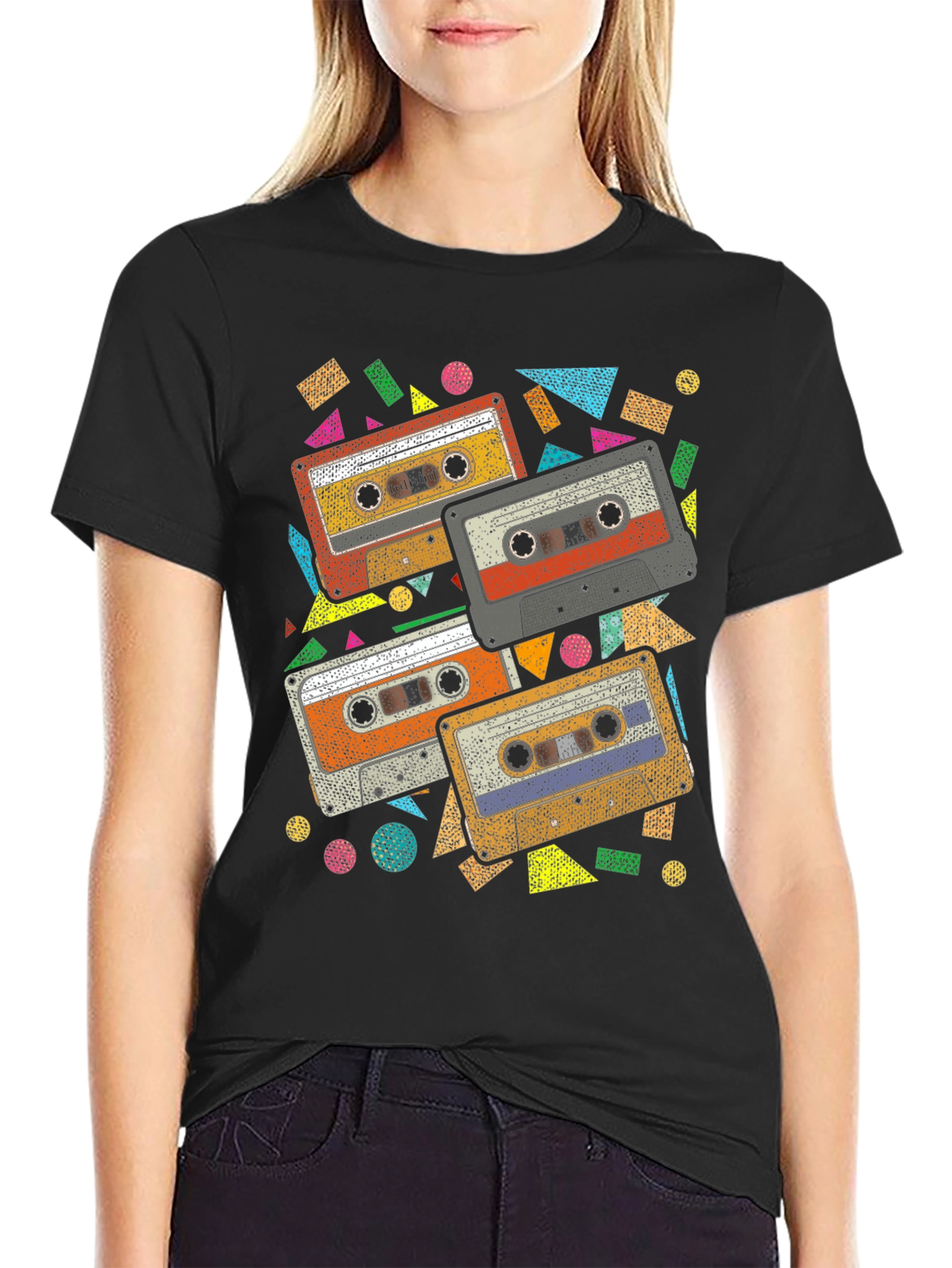 Black Retro Cassette Tape Graphic Tee - Black view 2