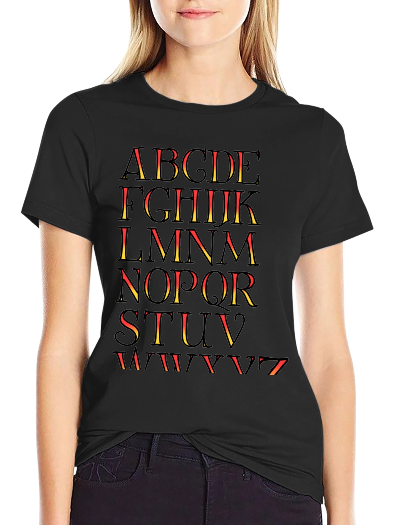 Black Alphabet Graphic Print Tee - Stylish Casual Shirt view 2