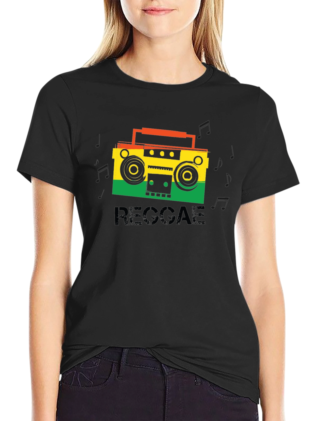 Black Reggae Boombox Graphic Tee - Black T-Shirt view 2