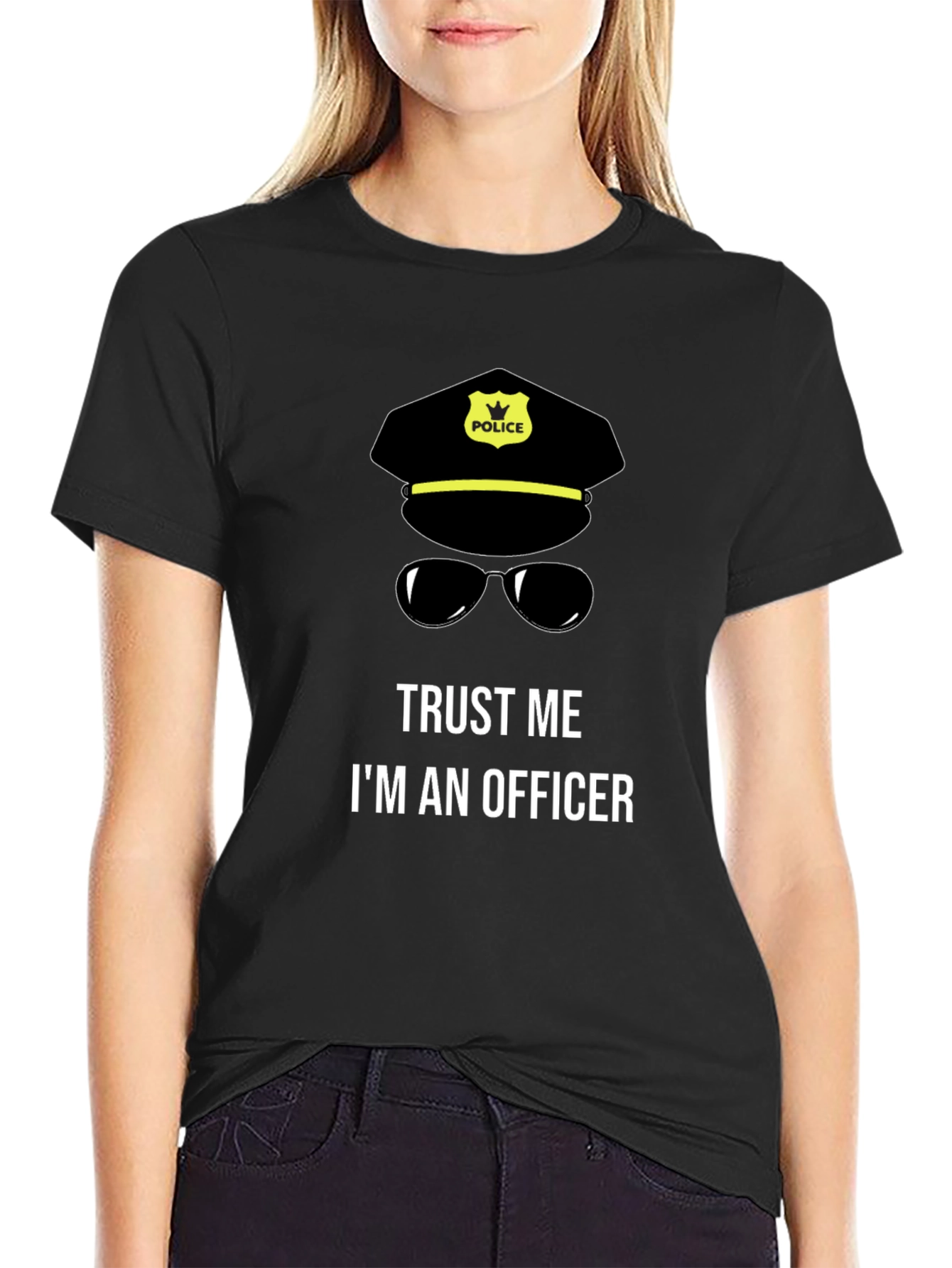 Black Trust Me I'm an Officer T-Shirt view 2