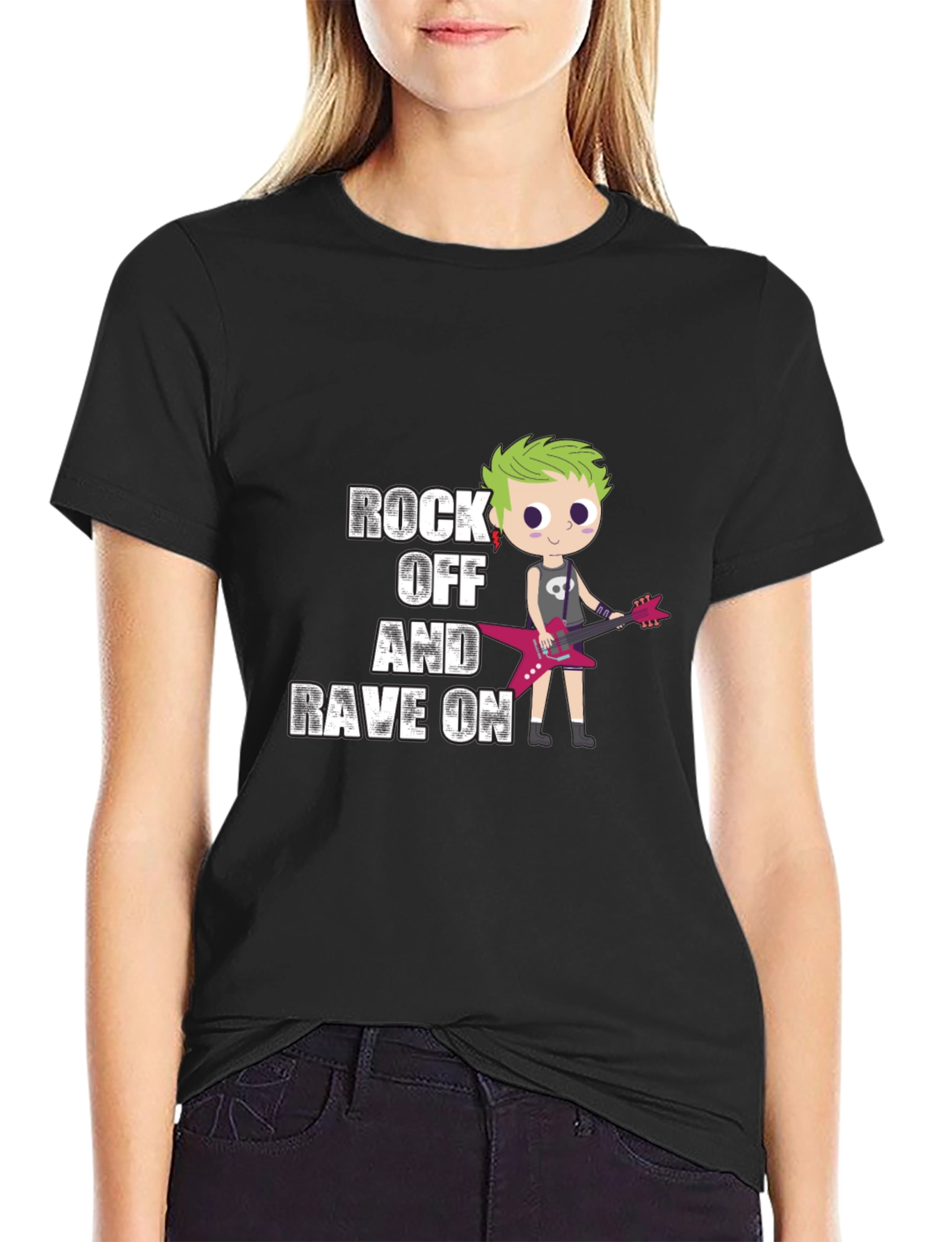 Black Rock Off and Rave On Black Graphic T-Shirt view 2