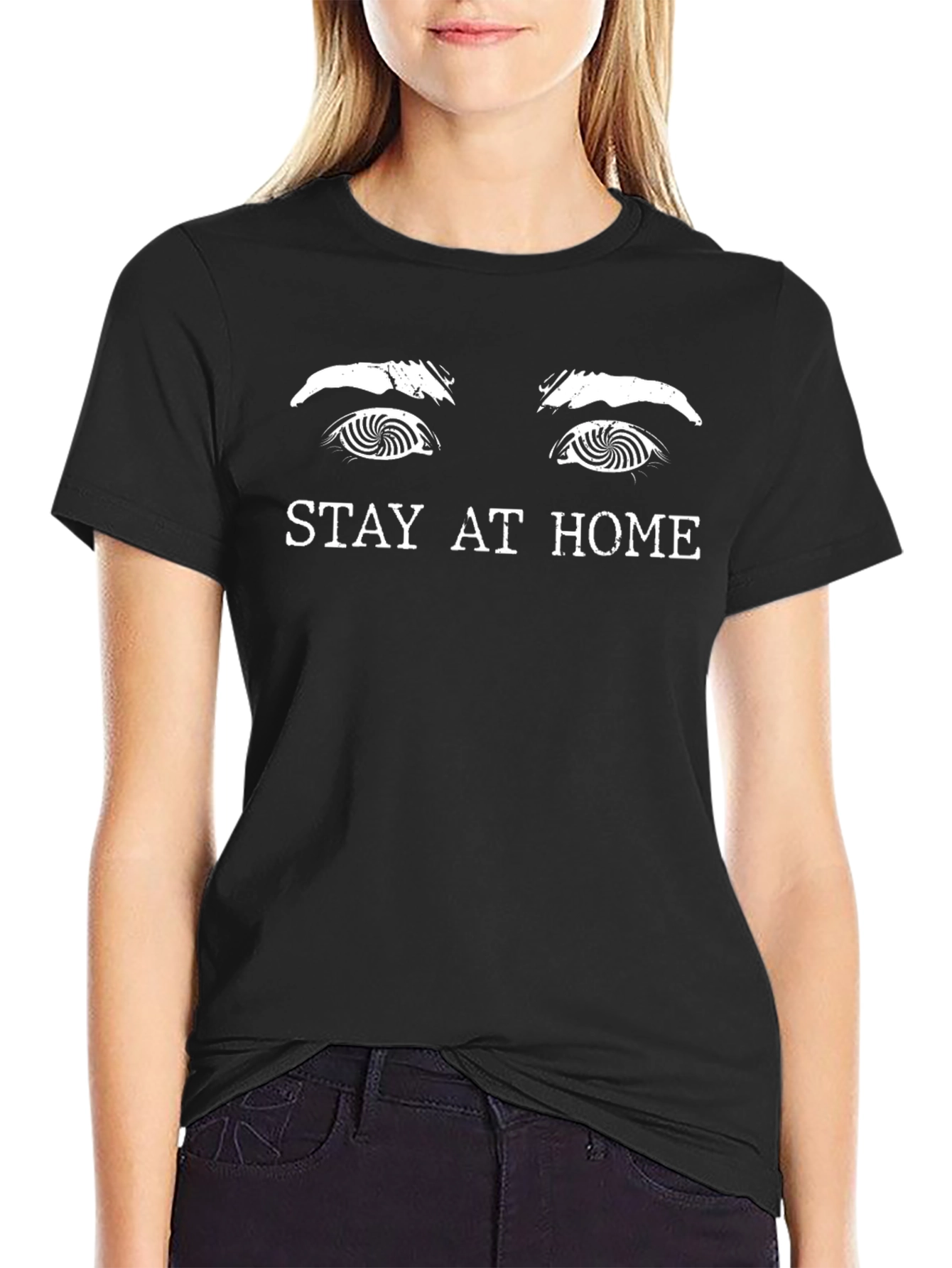 Black Stay At Home Graphic Tee - Black Unisex Shirt view 2