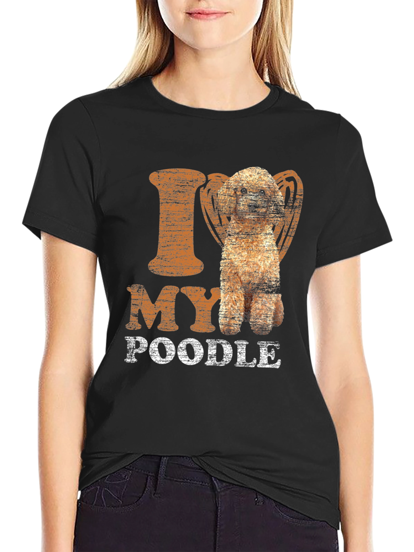 Black I Love My Poodle T-Shirt - Dog Lover Tee view 2