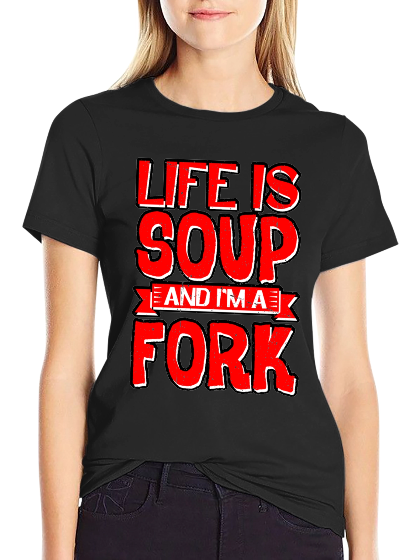 Black Life Is Soup, I'm a Fork Novelty Graphic Tee view 2