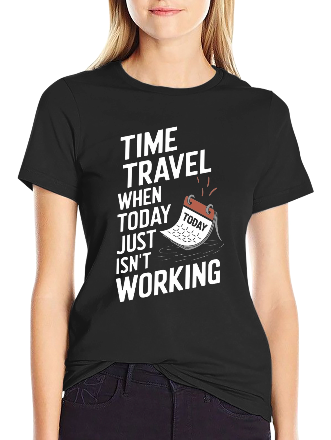 Black Time Travel Graphic Tee - 'Today Isn't Working' view 2
