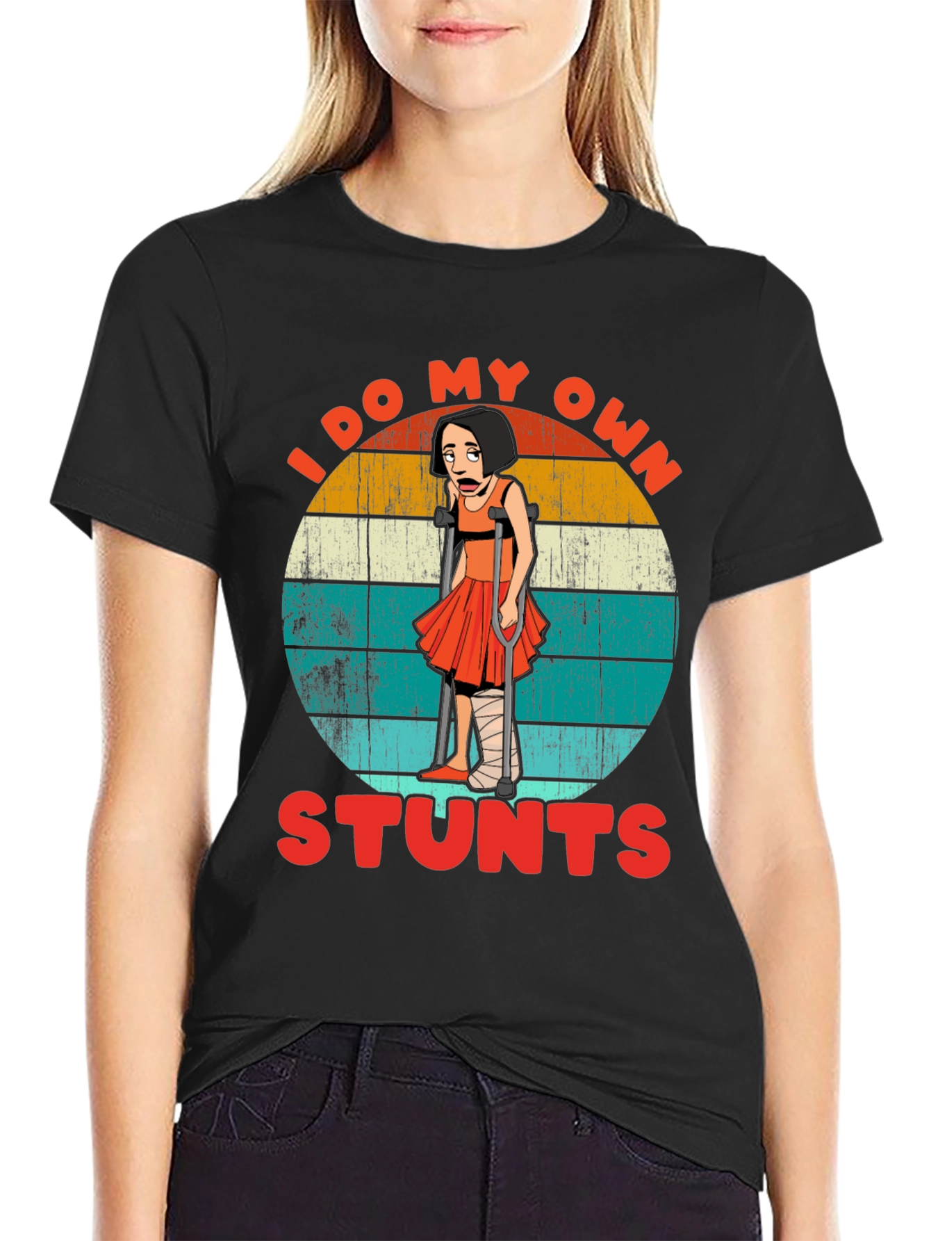 Black I Do My Own Stunts Graphic T-Shirt view 2