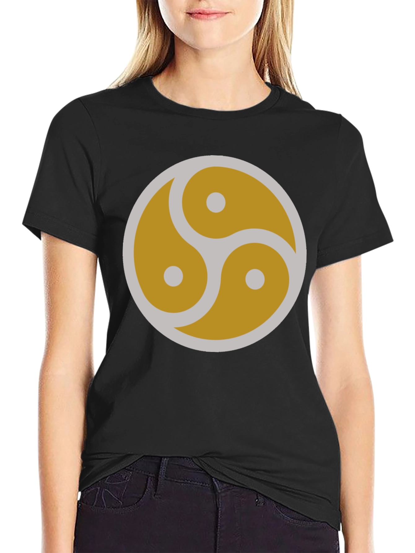 Black Minimalist BDSM Symbol Graphic T-Shirt view 2