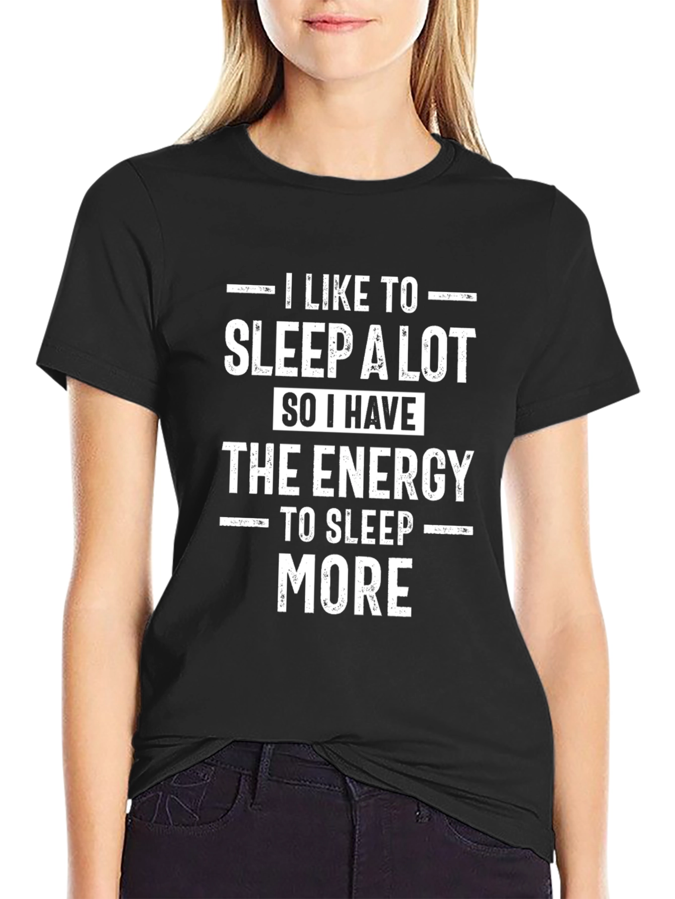 Black Funny Sleepy T-Shirt - I Like to Sleep A Lot view 2