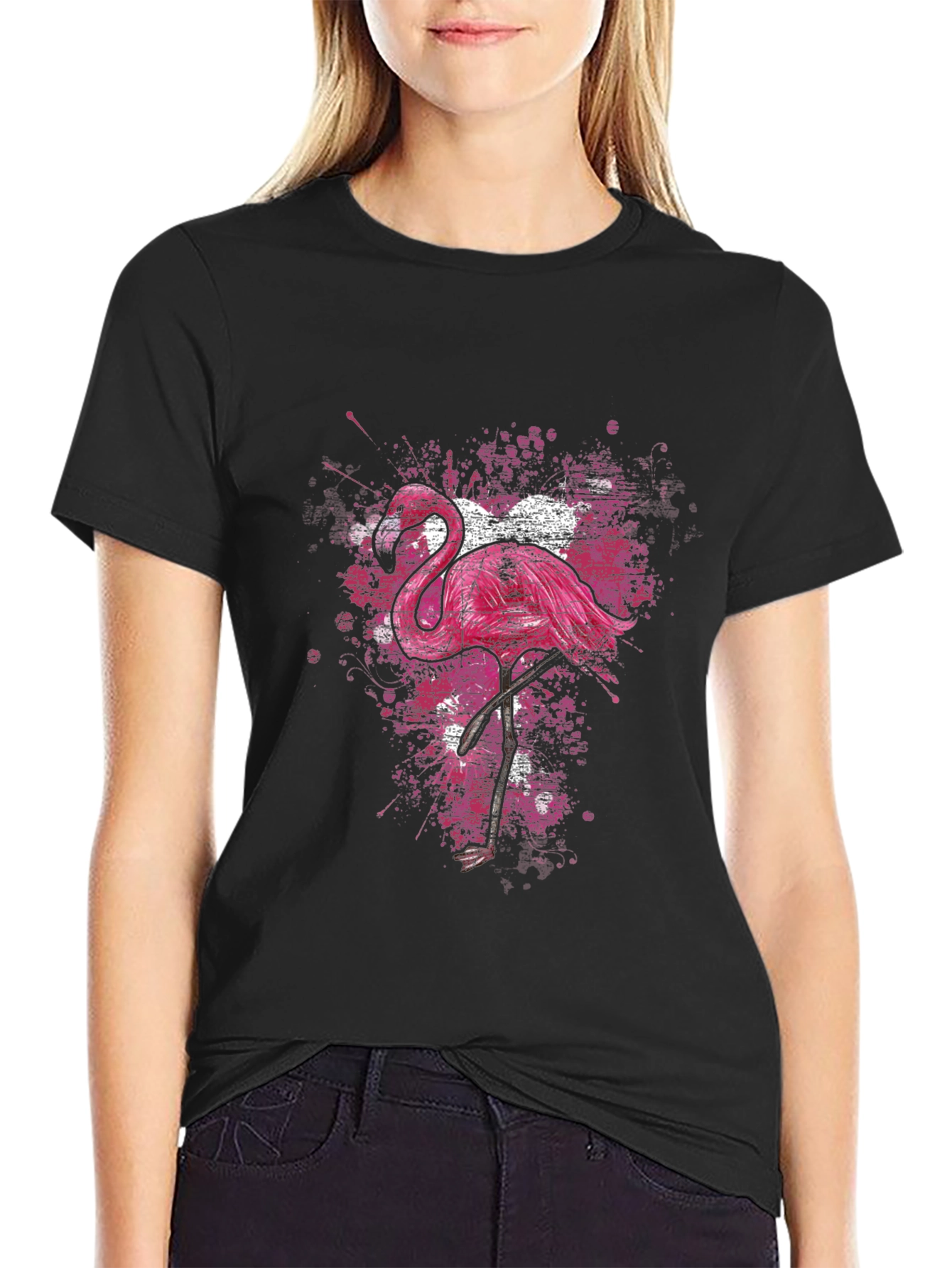 Black Flamingo Graphic T-Shirt view 2
