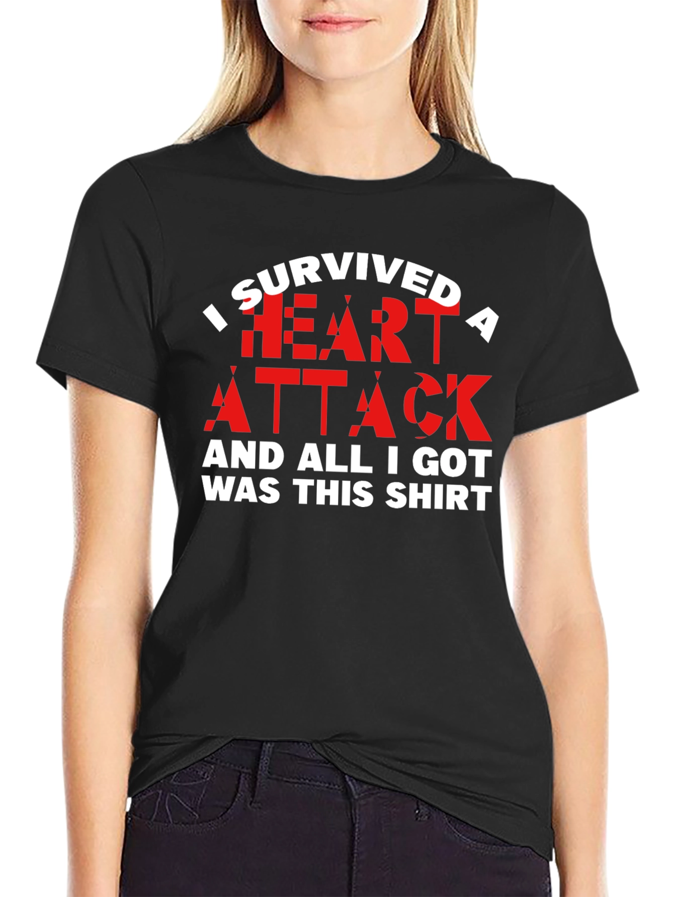 Black I Survived a Heart Attack T-Shirt - Funny Recovery Tee view 2