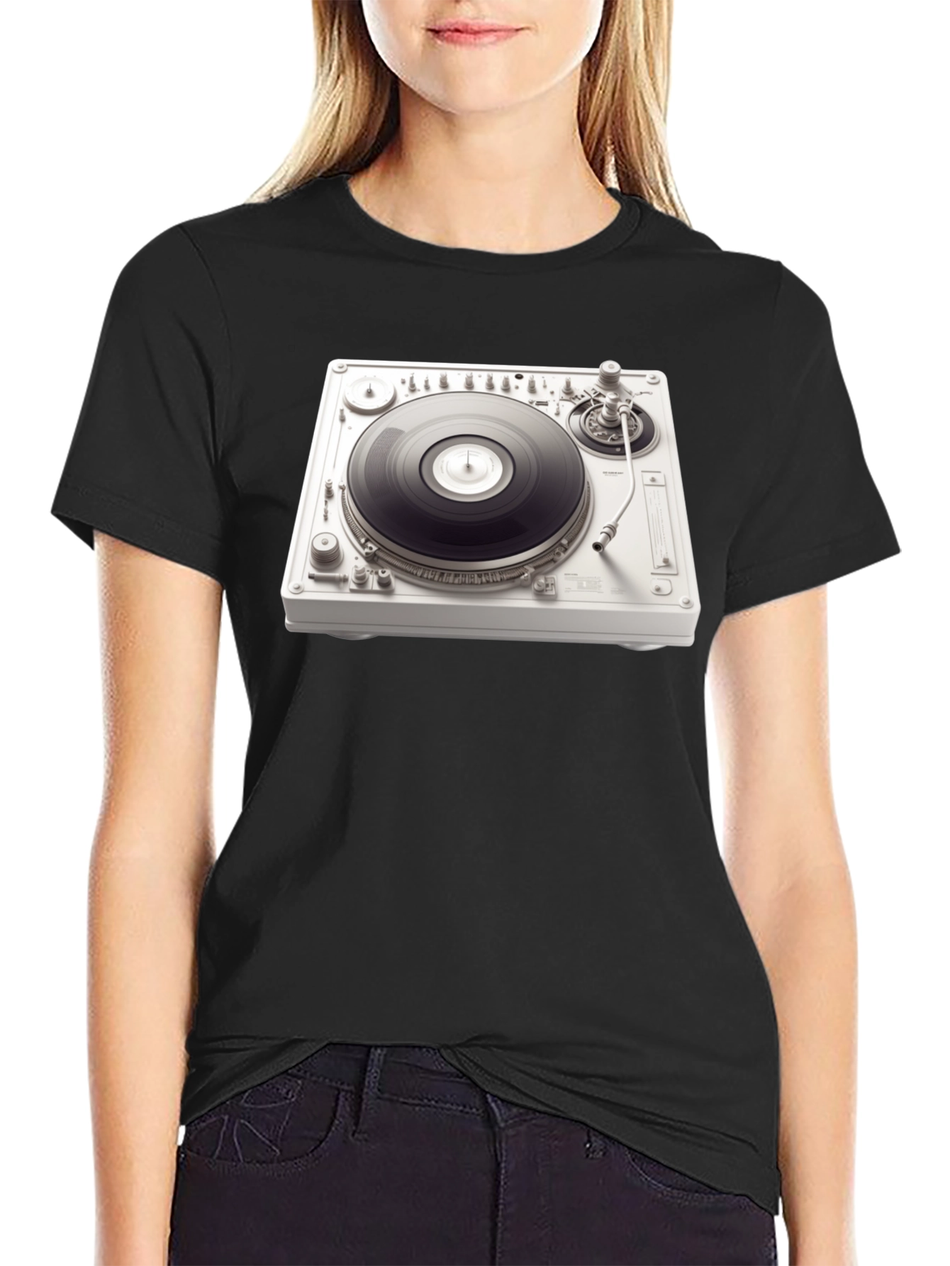 Black DJ Turntable Graphic Tee - Music Lover's T-Shirt view 2