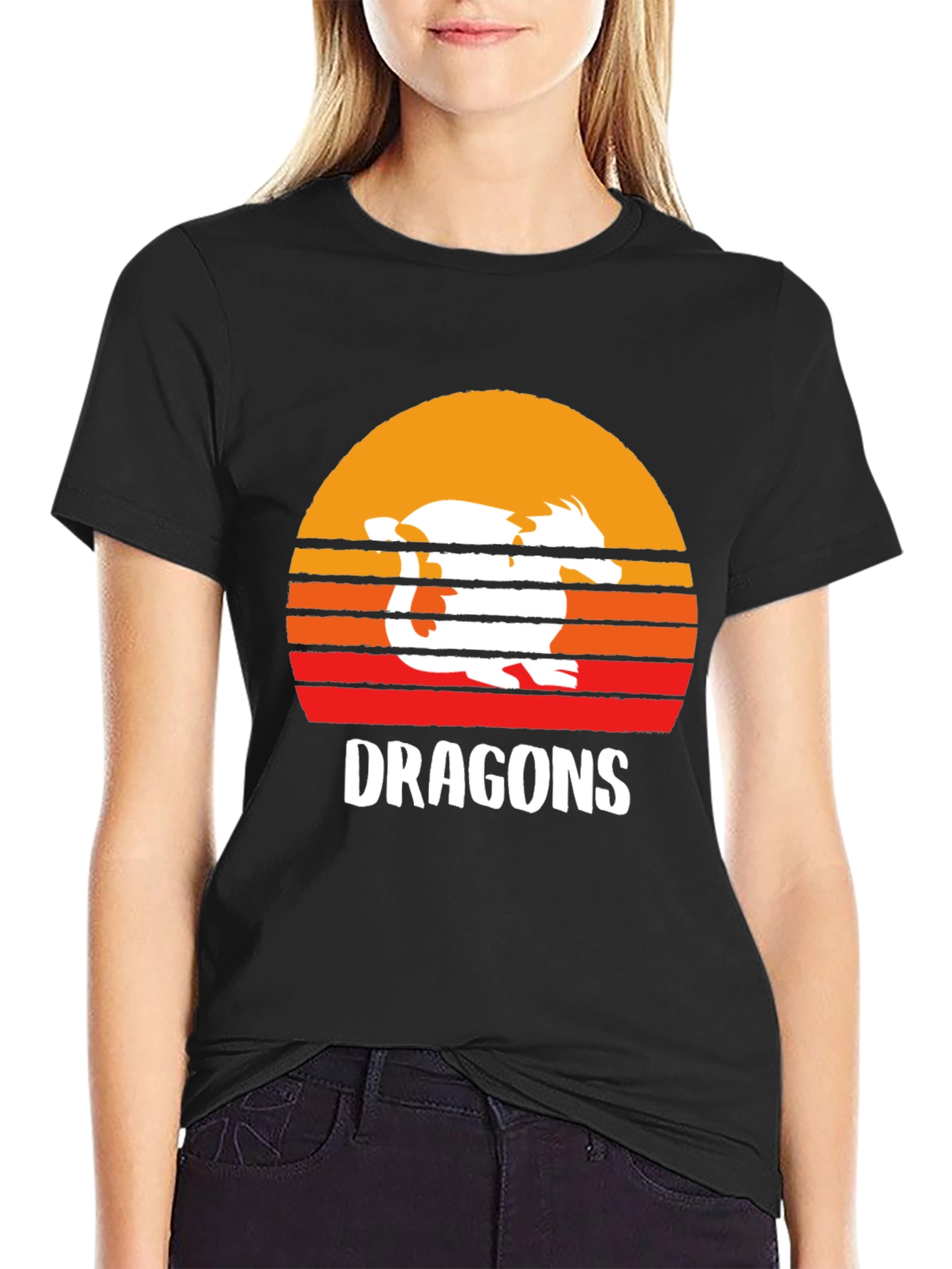 Retro Dragons Sunset Graphic T-Shirt - 2