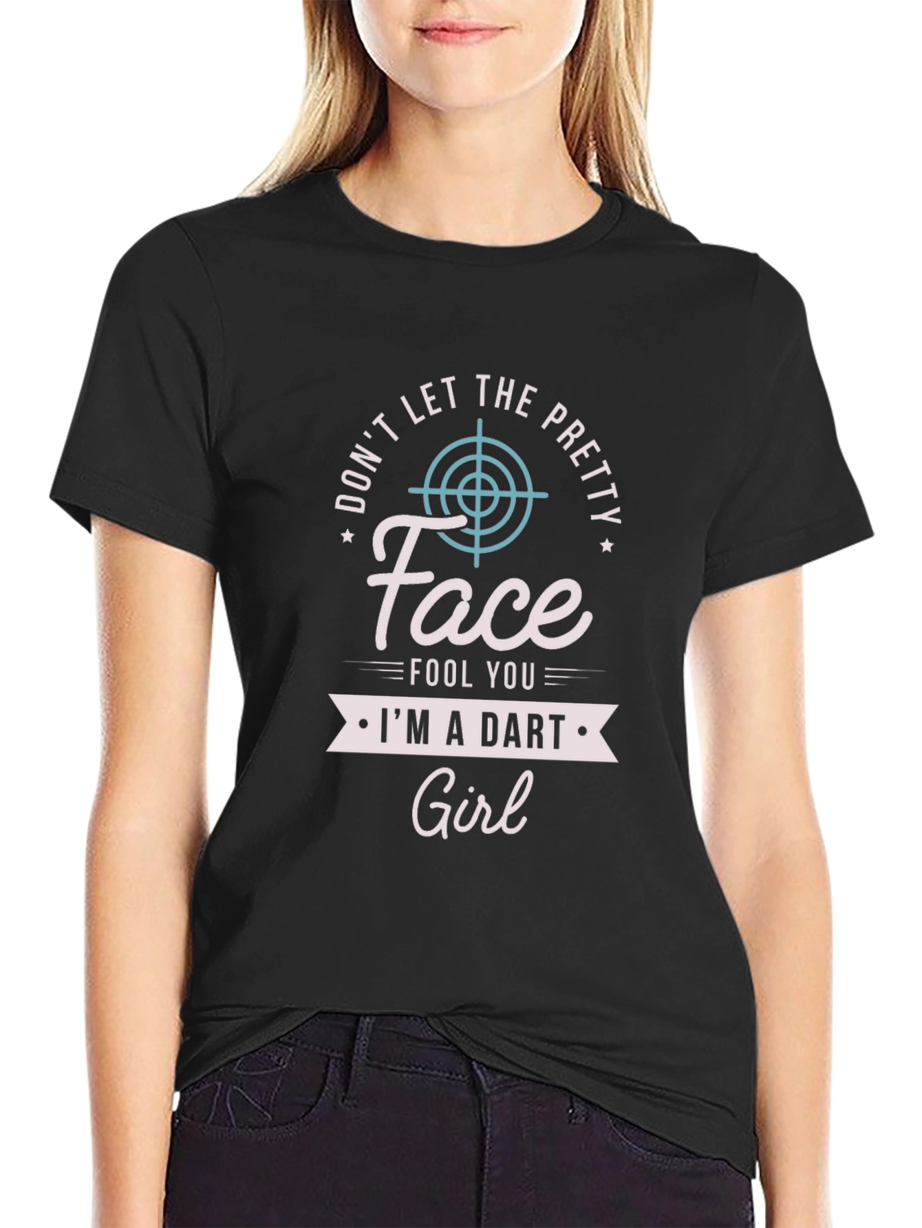 Black Dart Girl Graphic T-Shirt - Funny Gift Tee view 2