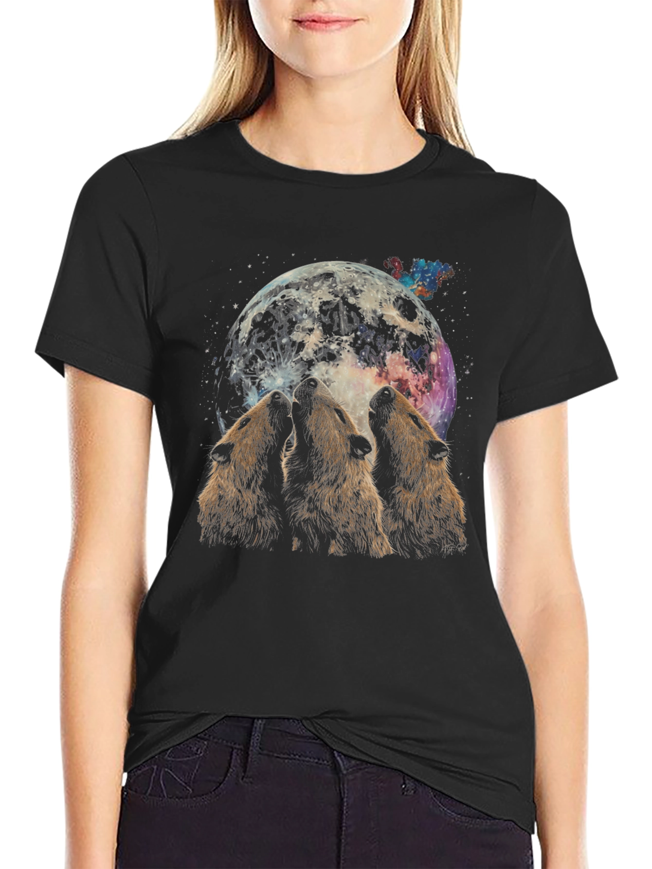 Black Wolf Moon Graphic T-Shirt view 2