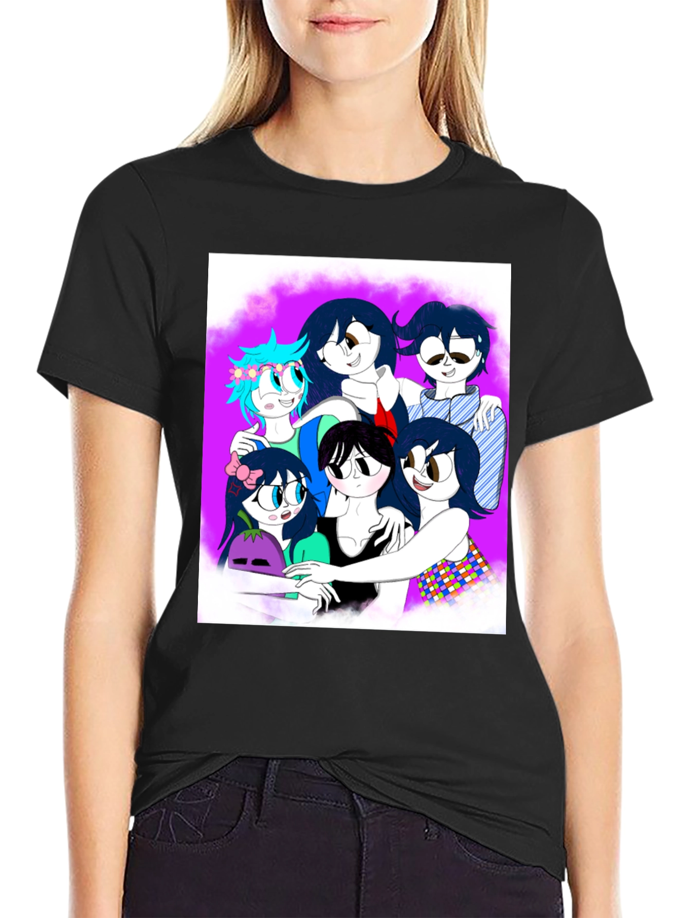Black Anime Style Graphic Tee view 2
