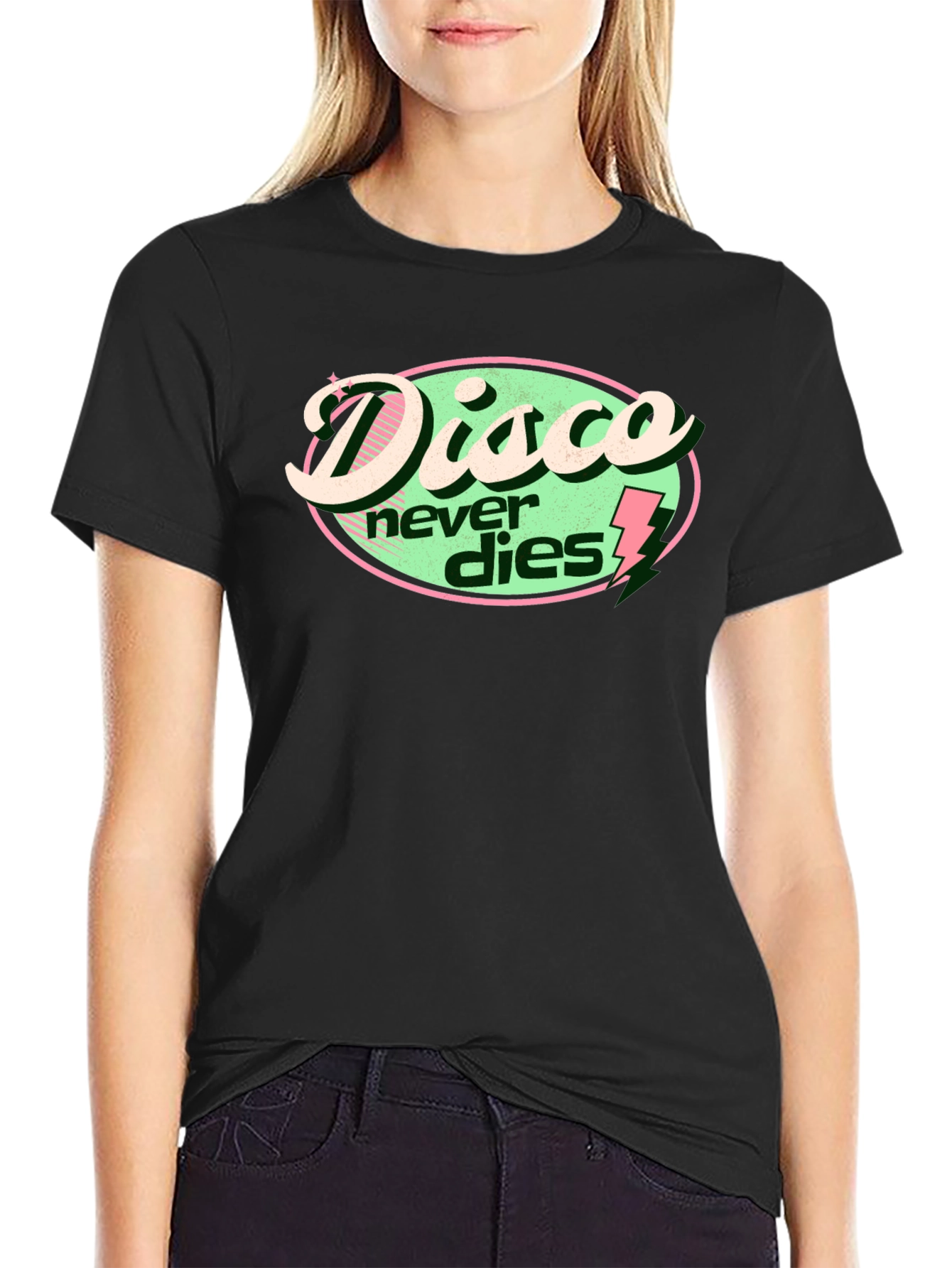 Black Disco Never Dies Graphic T-Shirt view 2