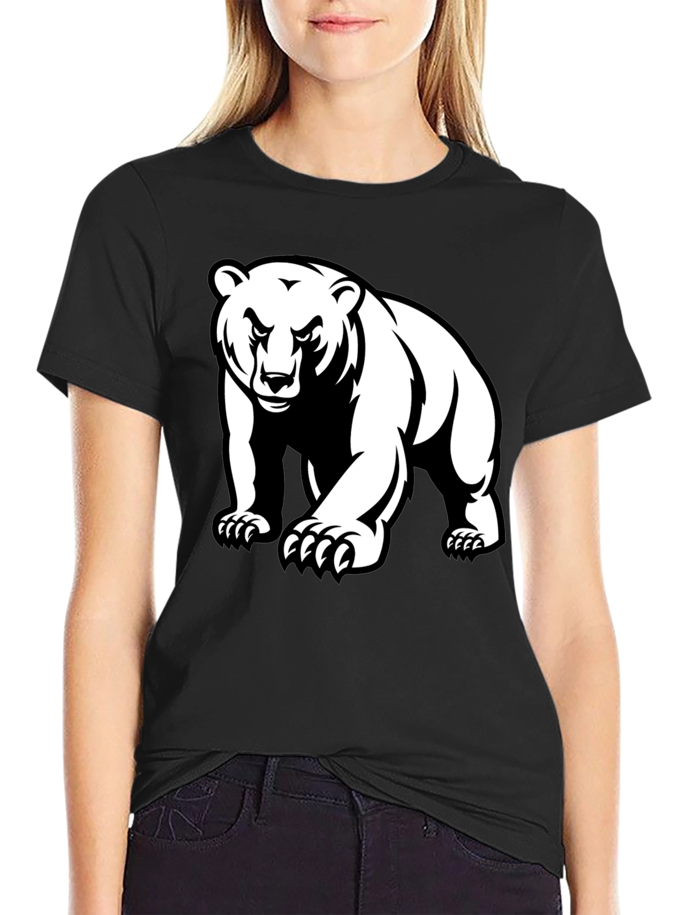 Black Bear Graphic Tee - Black Crew Neck T-Shirt view 2