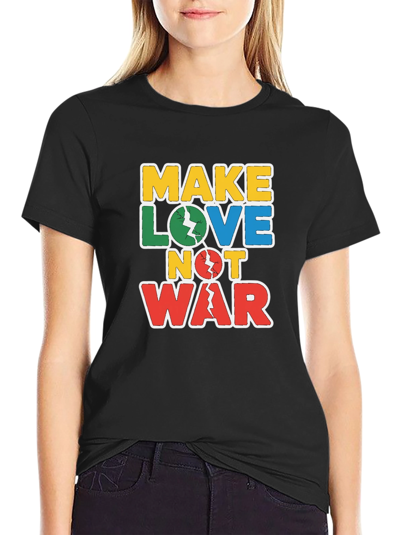 Black Make Love Not War Graphic Tee view 2