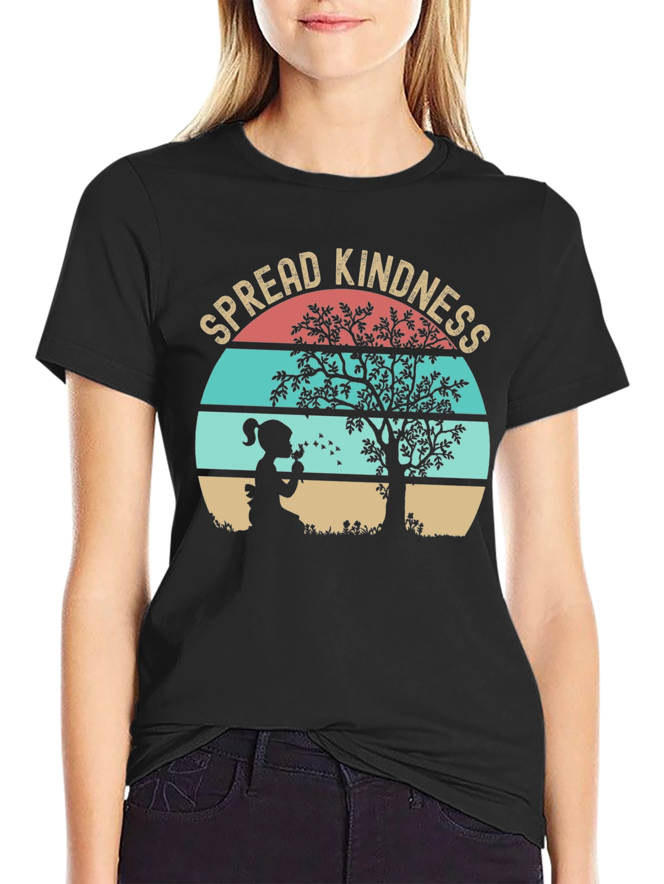 Black Spread Kindness Graphic Tee - Unisex Soft Cotton Shirt view 2