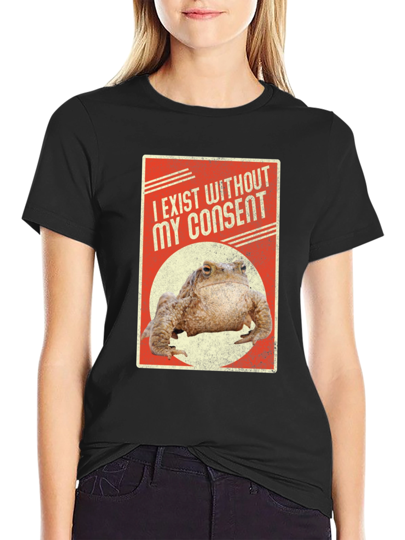 Black Exist Without Consent Frog Graphic T-Shirt view 2