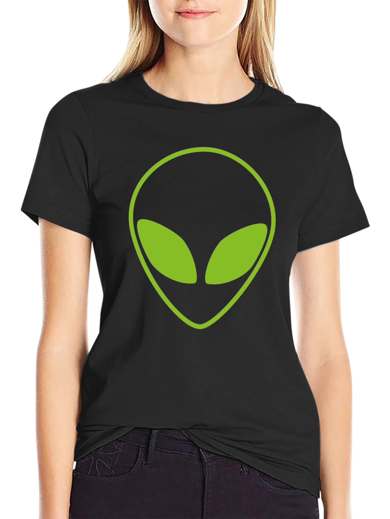 Black Men's Black Alien Graphic T-Shirt view 2