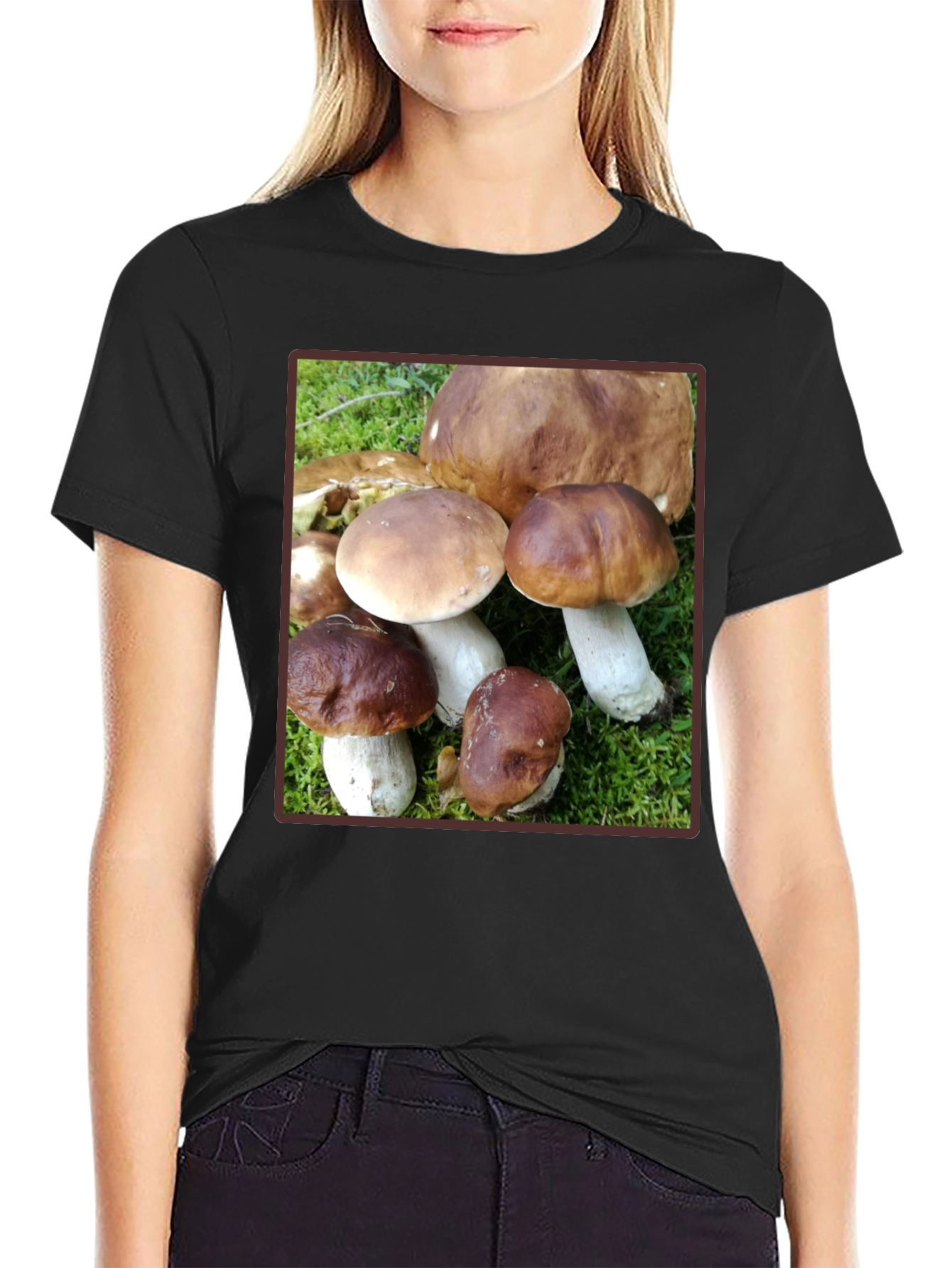 Black Mushroom Graphic T-Shirt - Forest Fungi Tee view 2