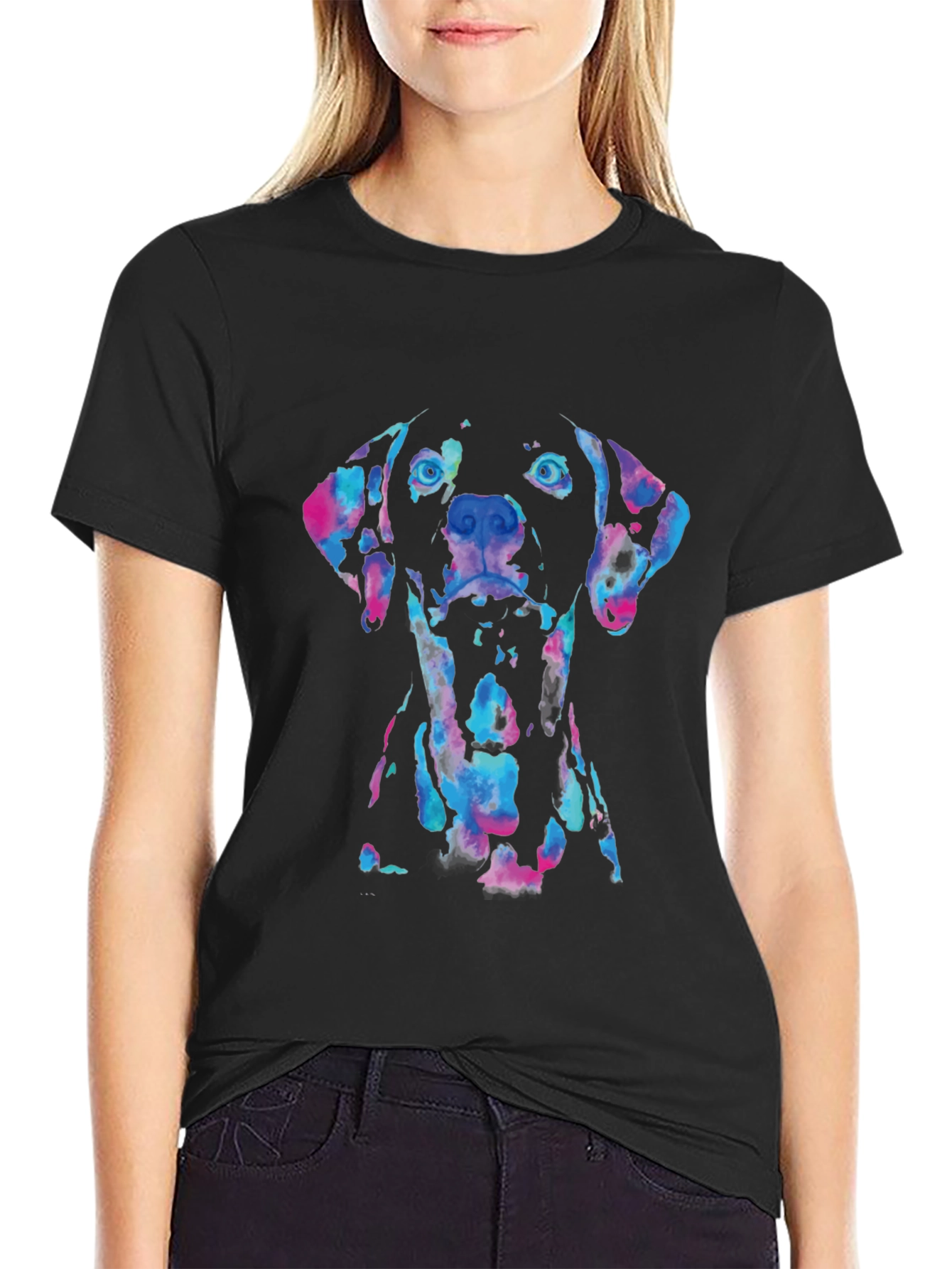 Black Dog Watercolor Graphic Tee - Black view 2