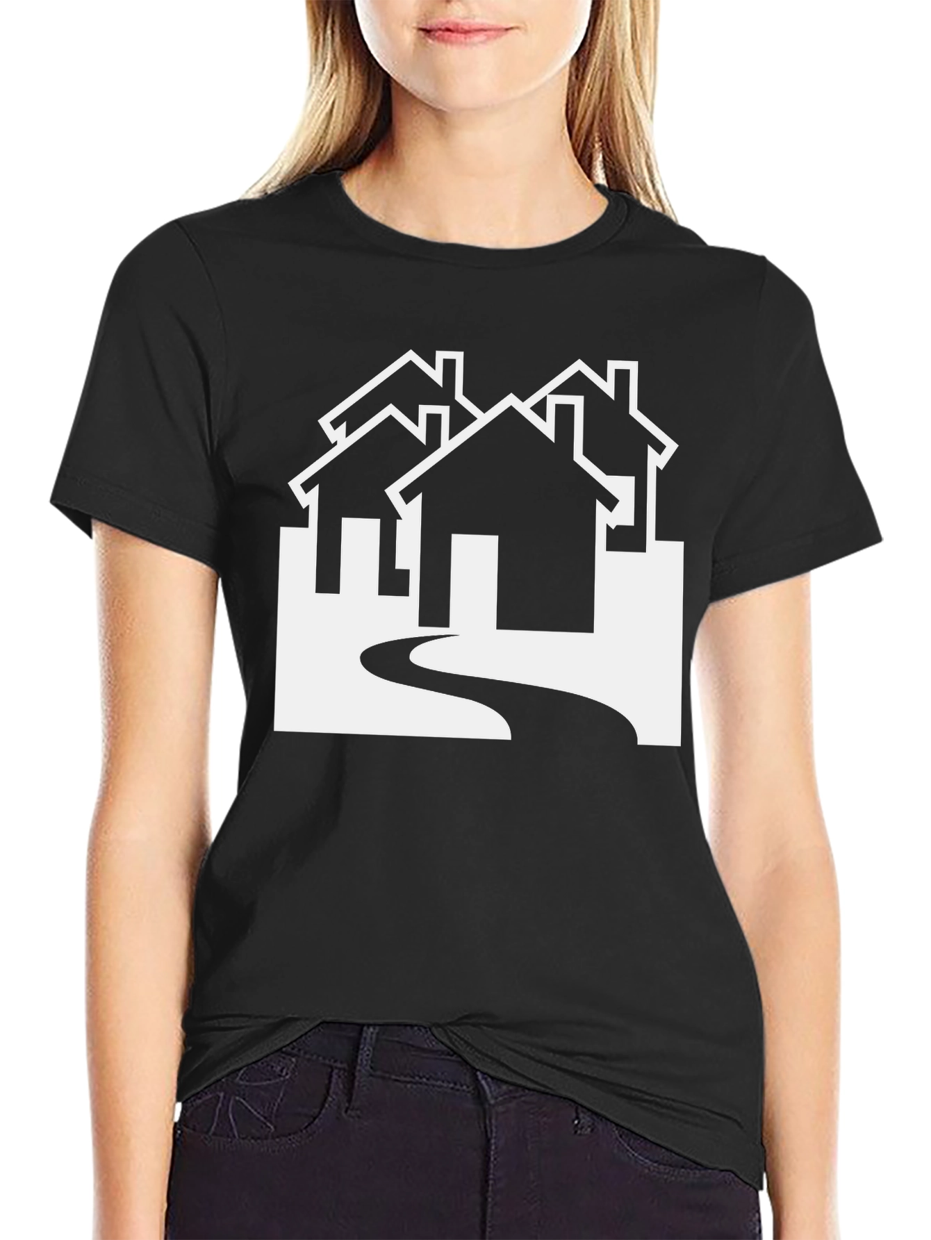 Black Modern Homes Graphic Tee - Black view 2