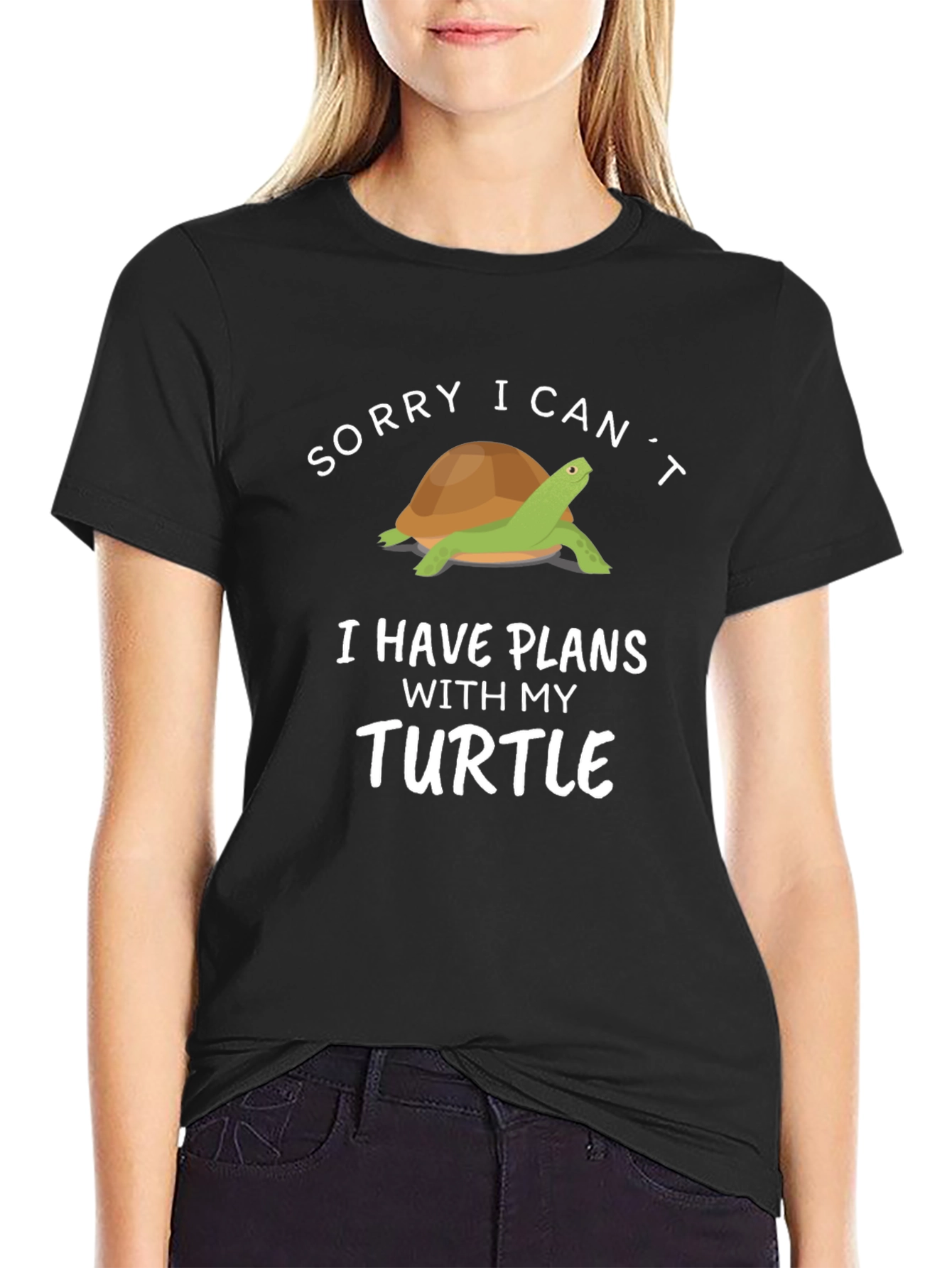 Black Funny Turtle Graphic T-Shirt - I Have Plans view 2