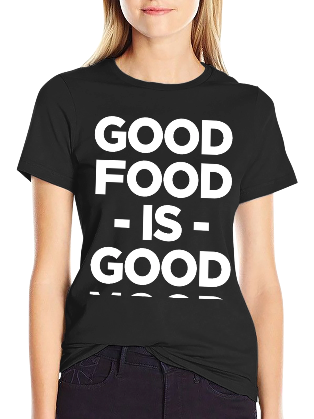 Black Good Food is Good Mood Graphic Tee view 2