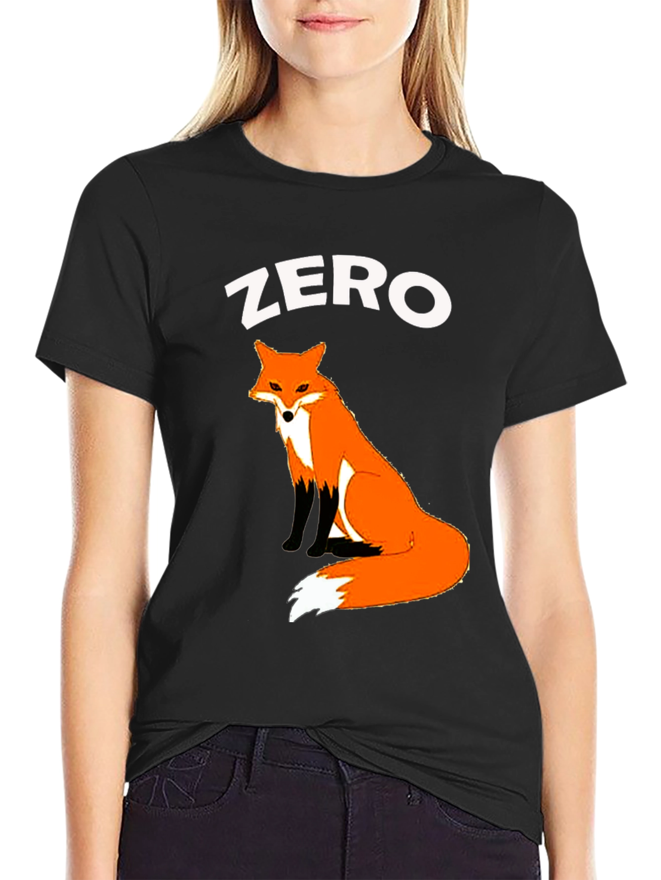 Black Zero Fox Given T-Shirt - Cute Animal Graphic Tee view 2