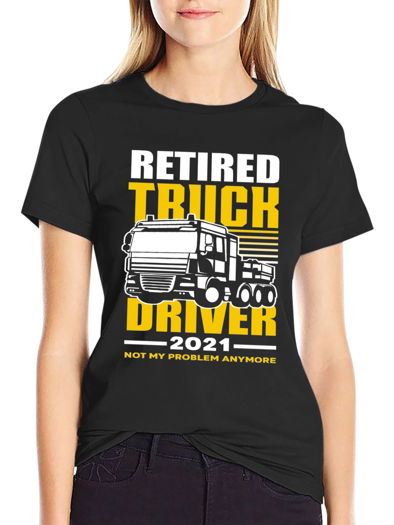 Black Retired Truck Driver 2021 T-Shirt view 2