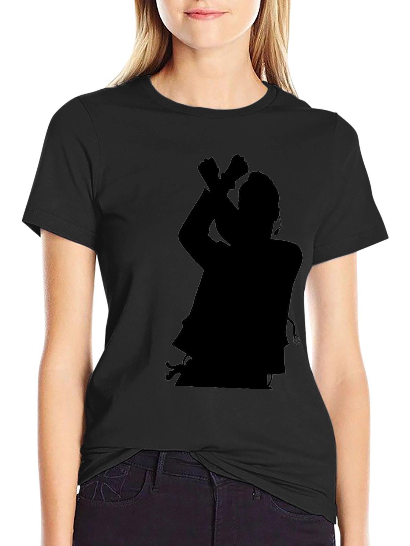 Black Silhouette Graphic Tee - Black Casual Shirt view 2
