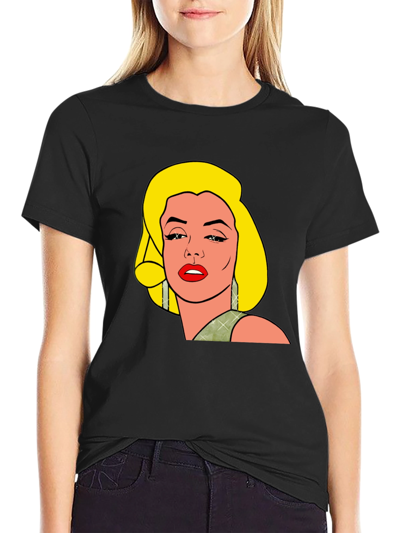 Black Pop Art Marilyn T-Shirt view 2