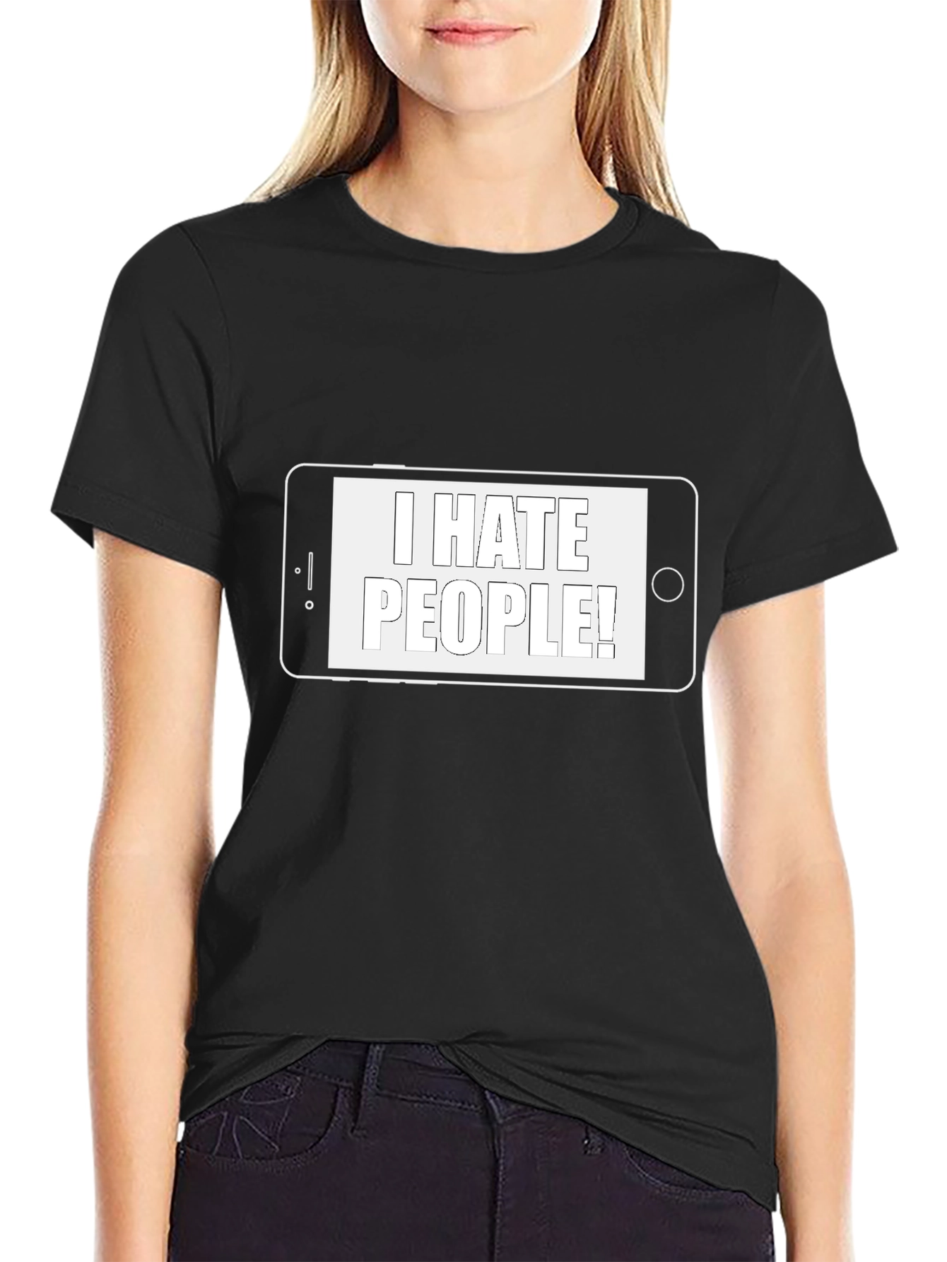 Black I Hate People T-Shirt - Novelty Graphic Tee view 2