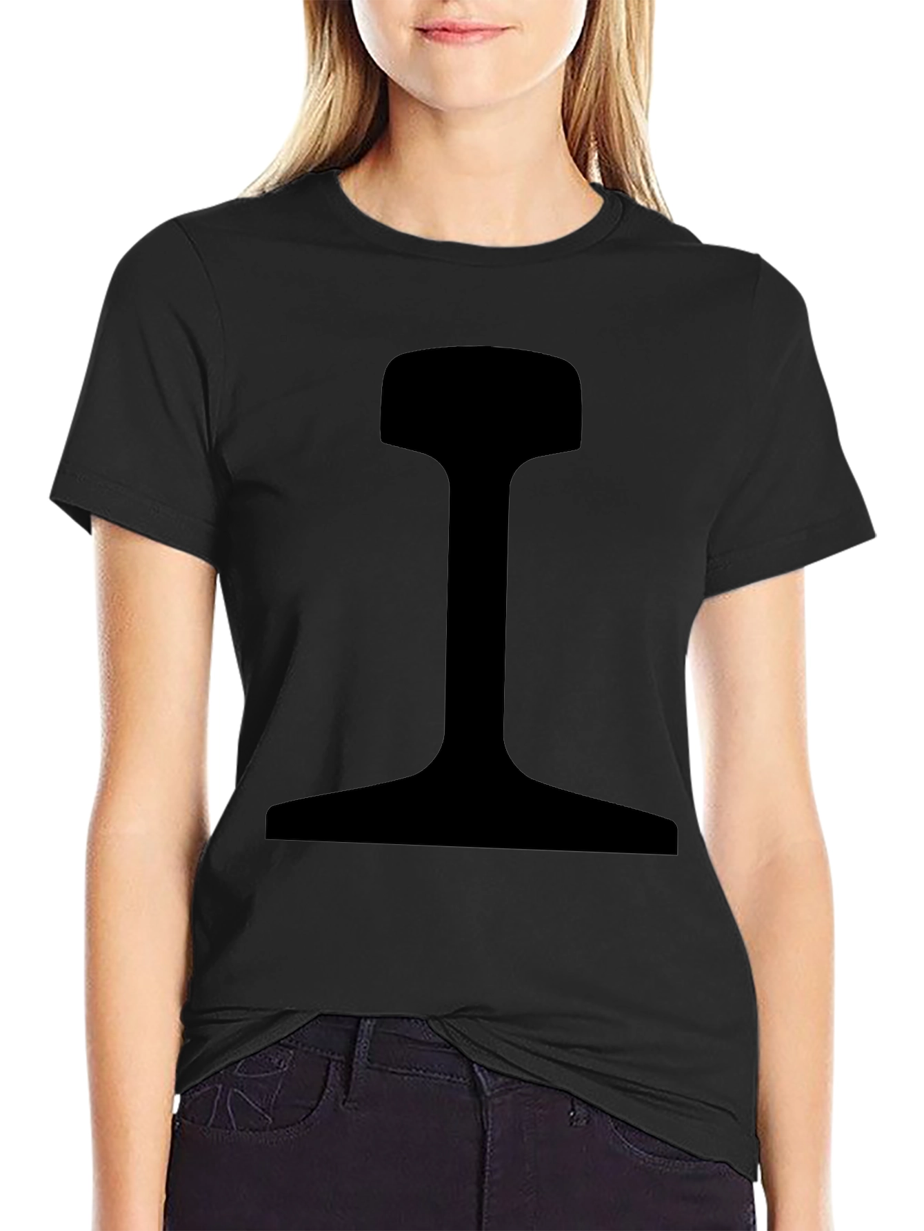 Black Men's Black T-Shirt with Rail Profile Graphic view 2