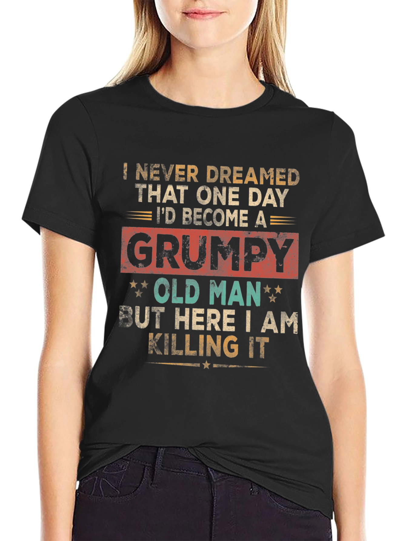 Black Grumpy Old Man T-Shirt - Novelty Gift for Grandpas view 2