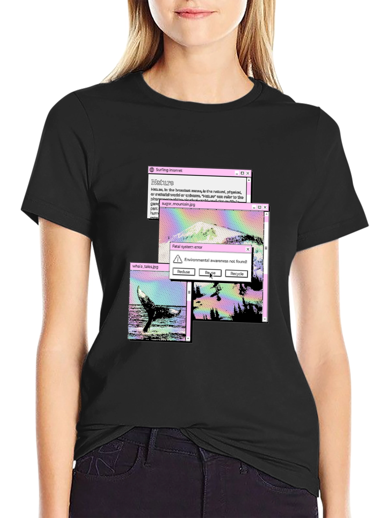 Black Surfing Internet Nature T-Shirt view 2
