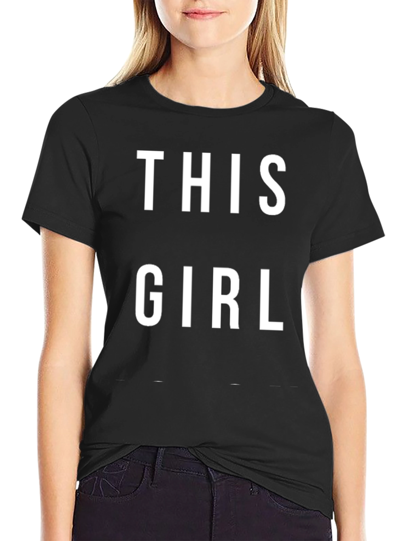 Black This Girl Graphic Tee - Black Cotton T-Shirt view 2