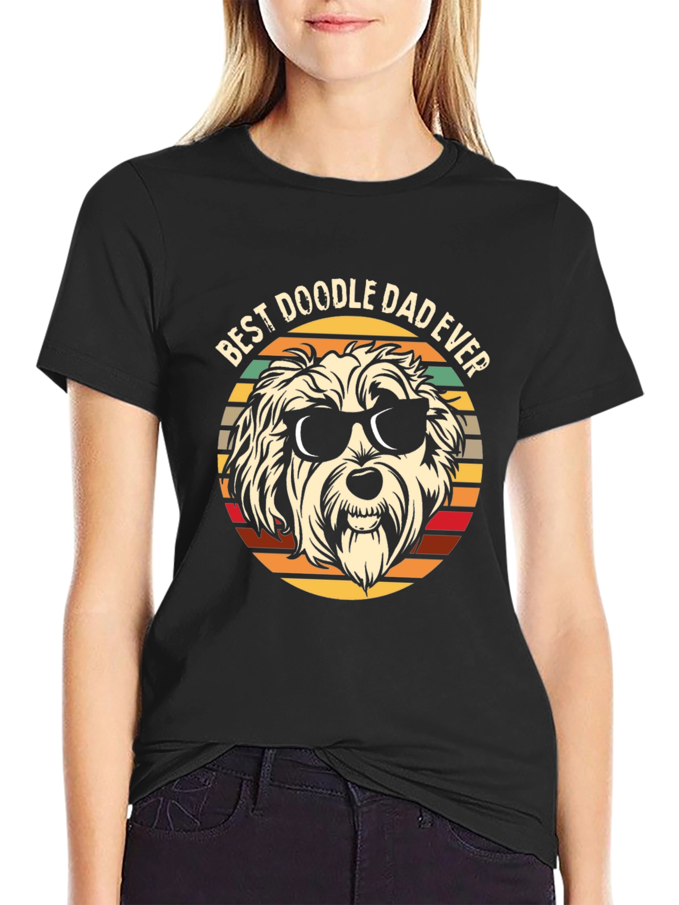 Black Best Doodle Dad Ever T-Shirt view 2