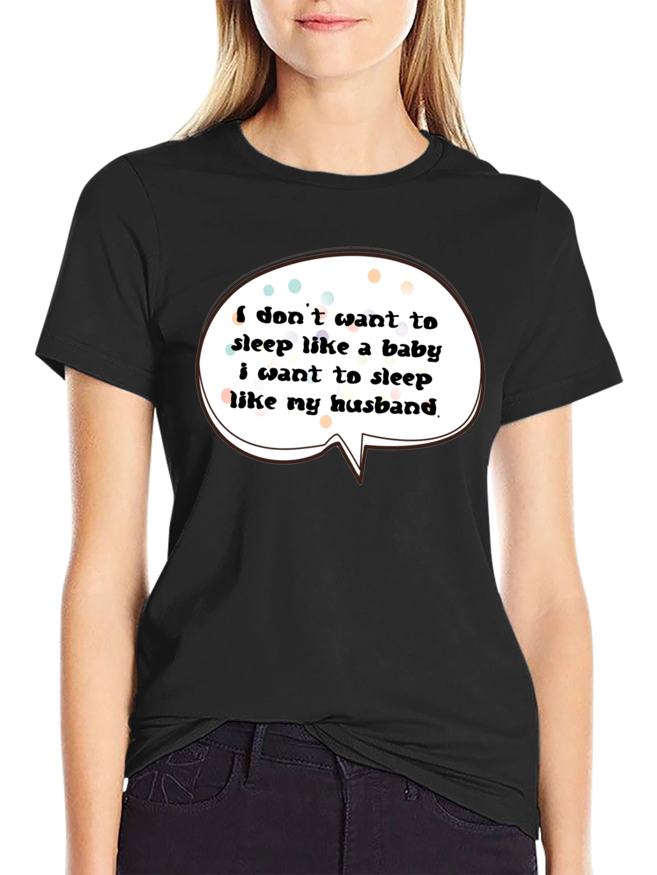 Black Funny Husband Sleep T-Shirt view 2