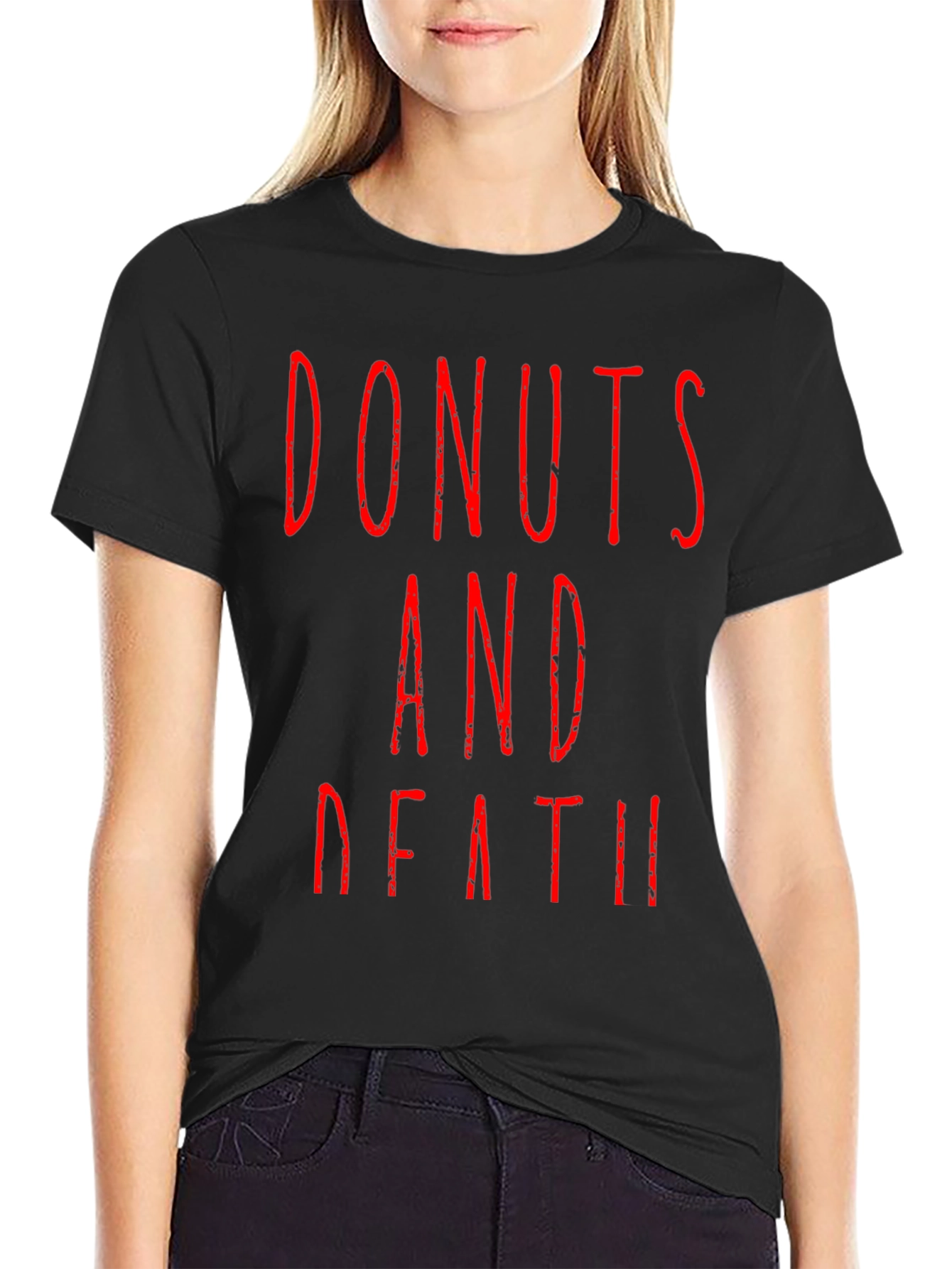 Black Donuts And Death Graphic Tee - Black T-Shirt view 2