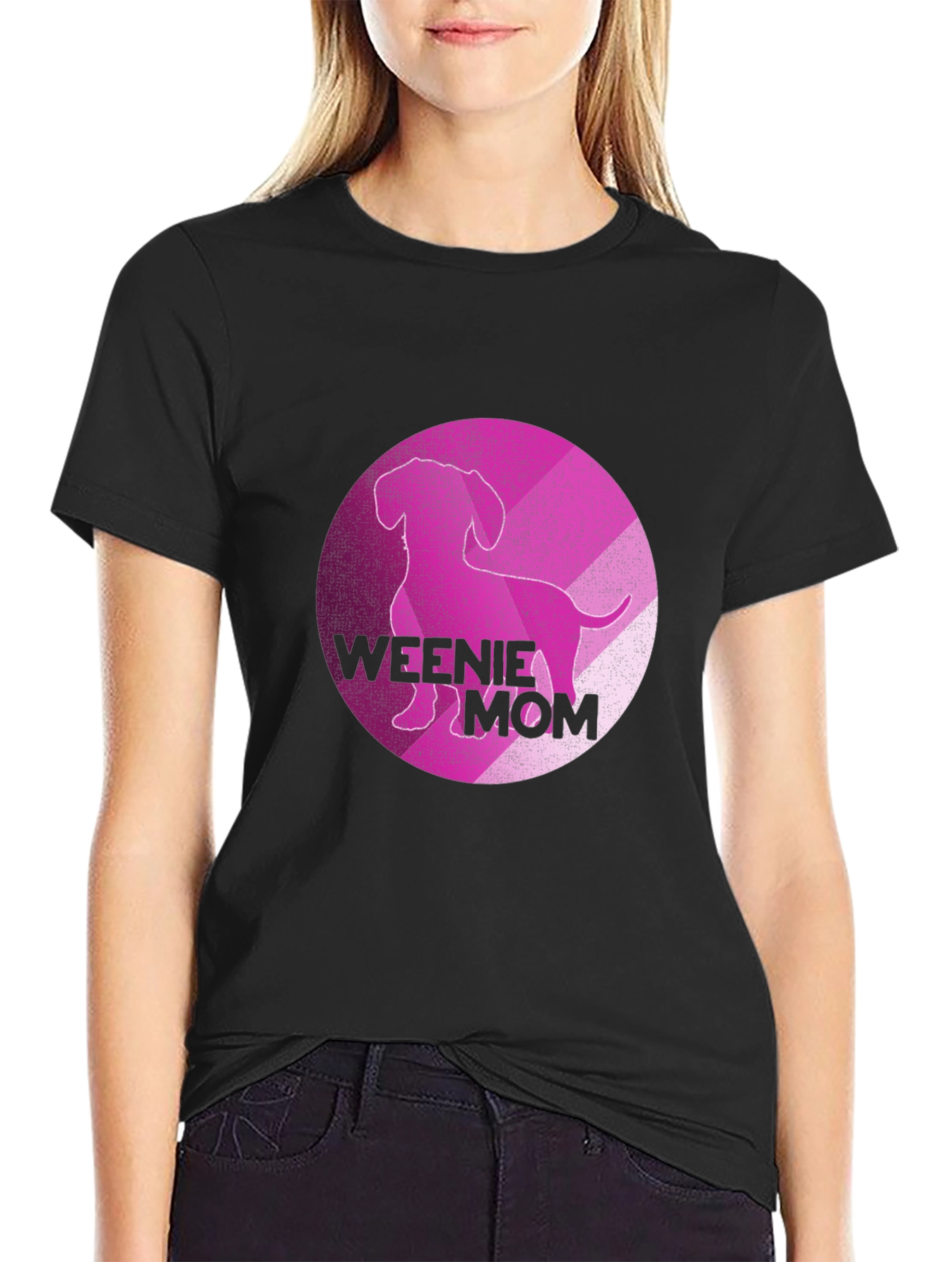 Black Weenie Mom T-Shirt - Dachshund Lover Tee view 2