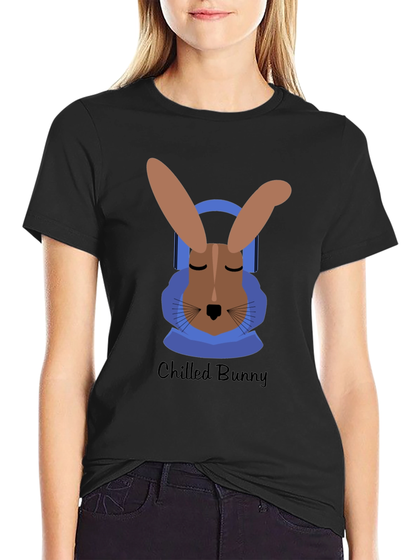 Black Chilled Bunny Graphic Tee - Relaxed Style view 2