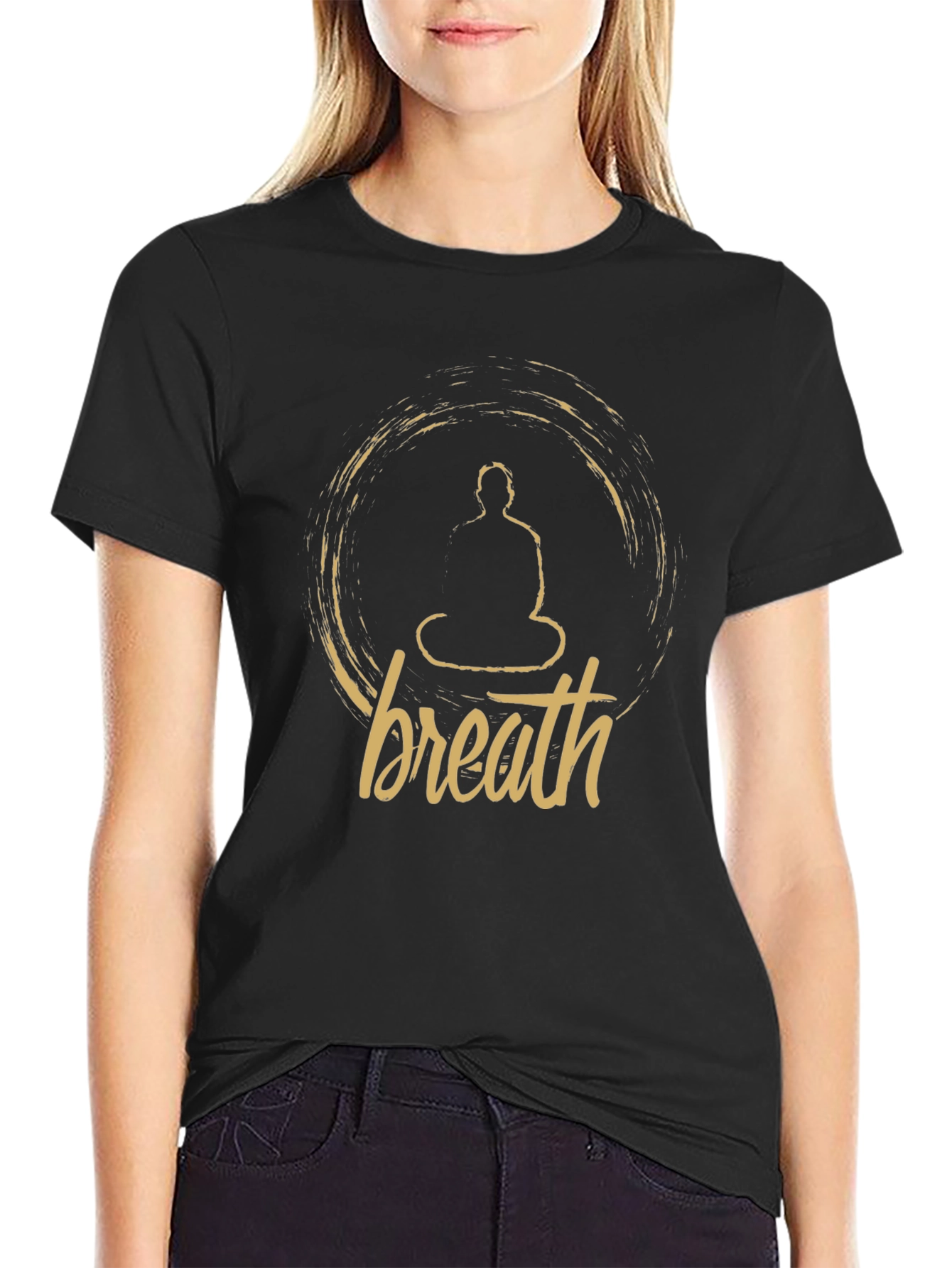 Black Breath Buddha Meditation Black T-Shirt view 2