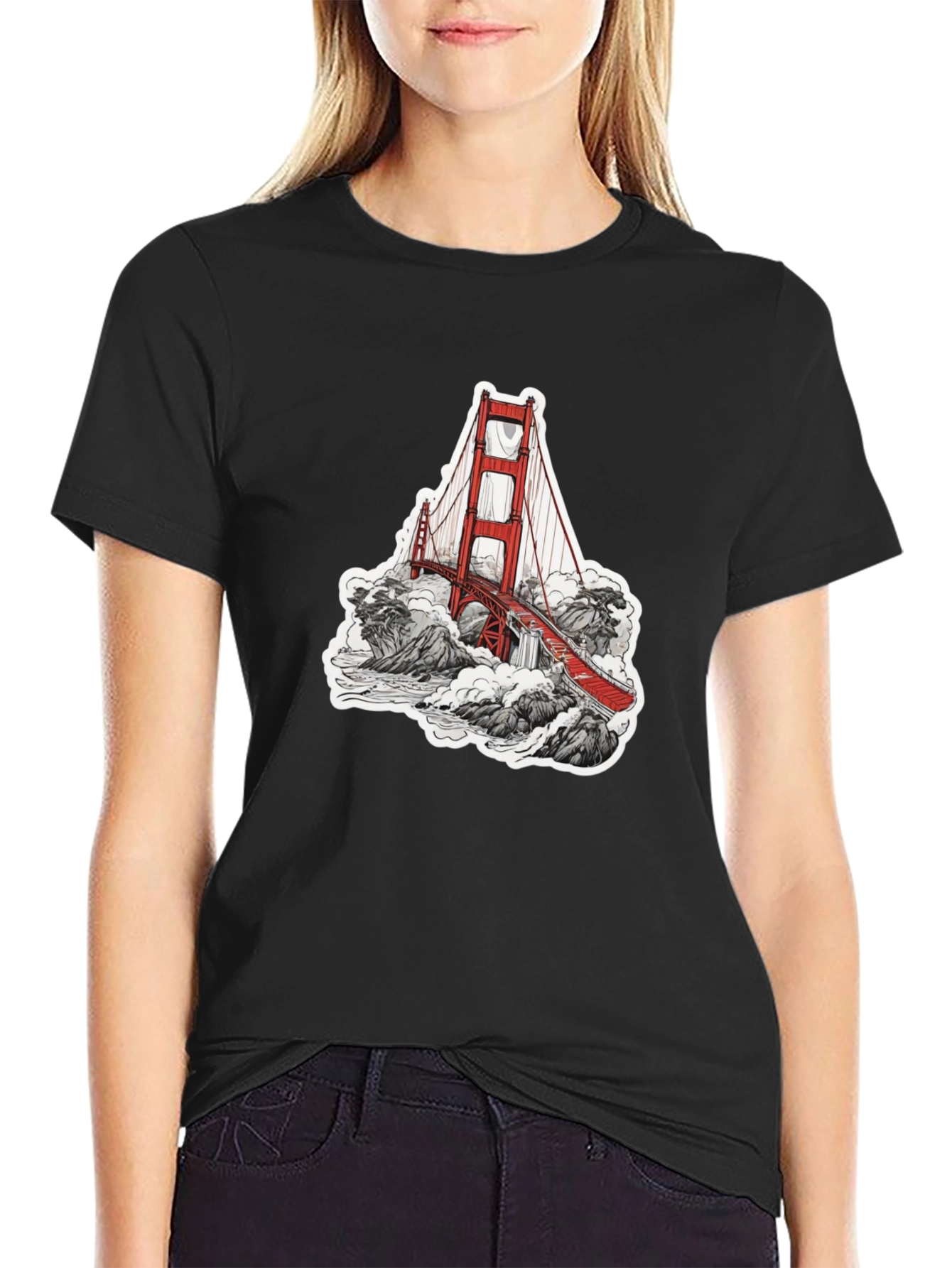 Black Golden Gate Bridge Graphic Tee - Black view 2