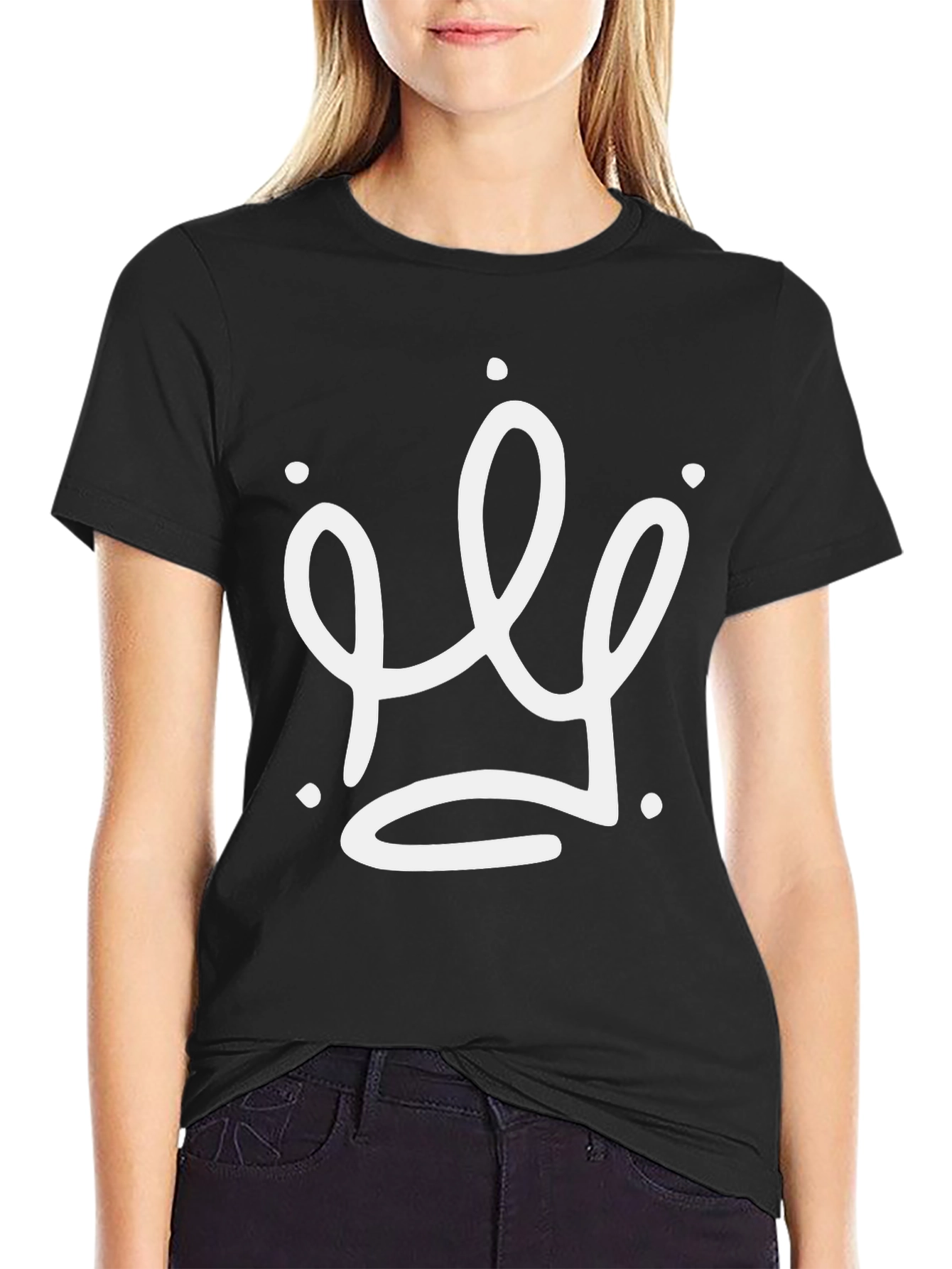 Black Crown Graphic Tee - Stylish Black Cotton T-Shirt view 2